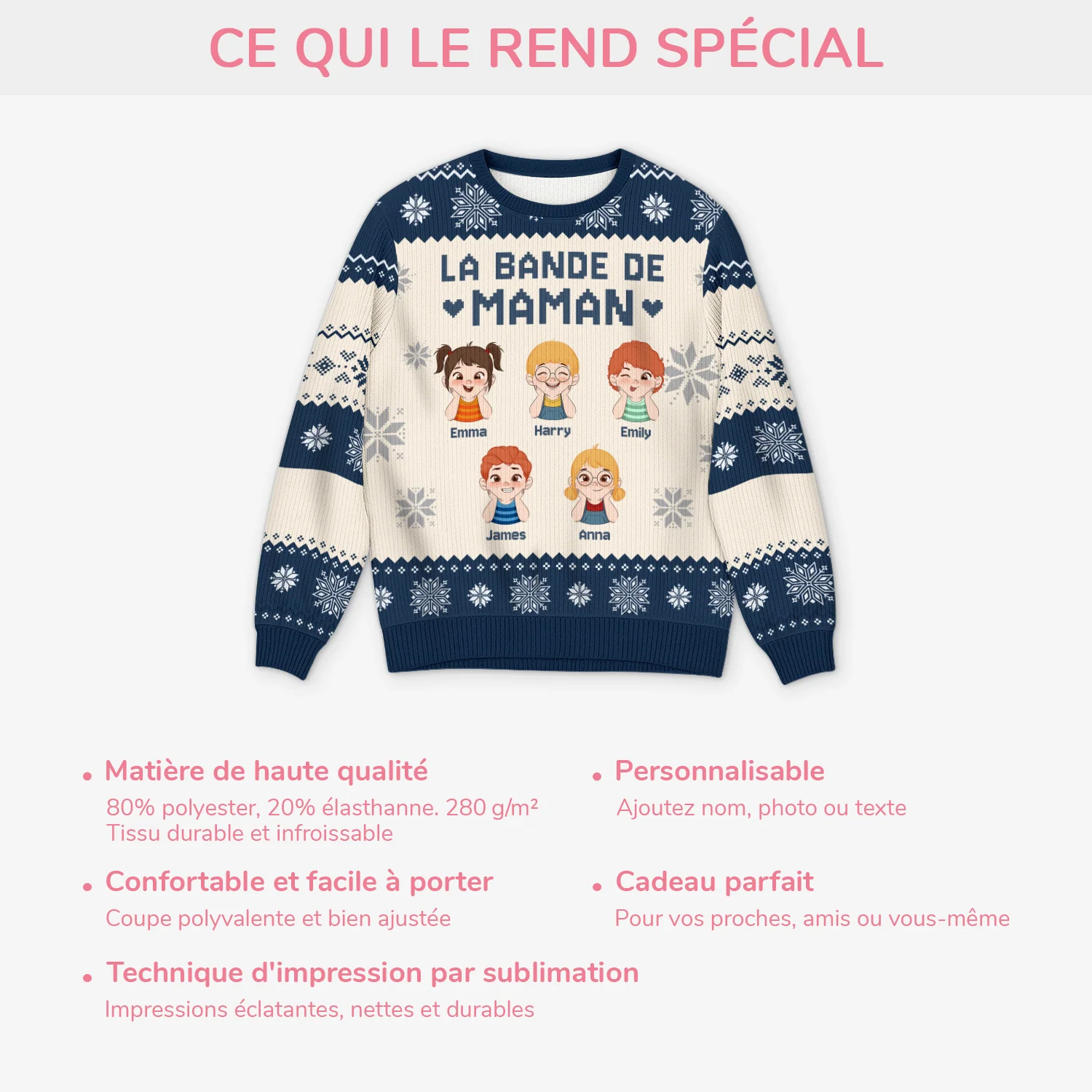 Pull De Noël Moche Personnalisé - La Bande De Papa Maman - Image 5