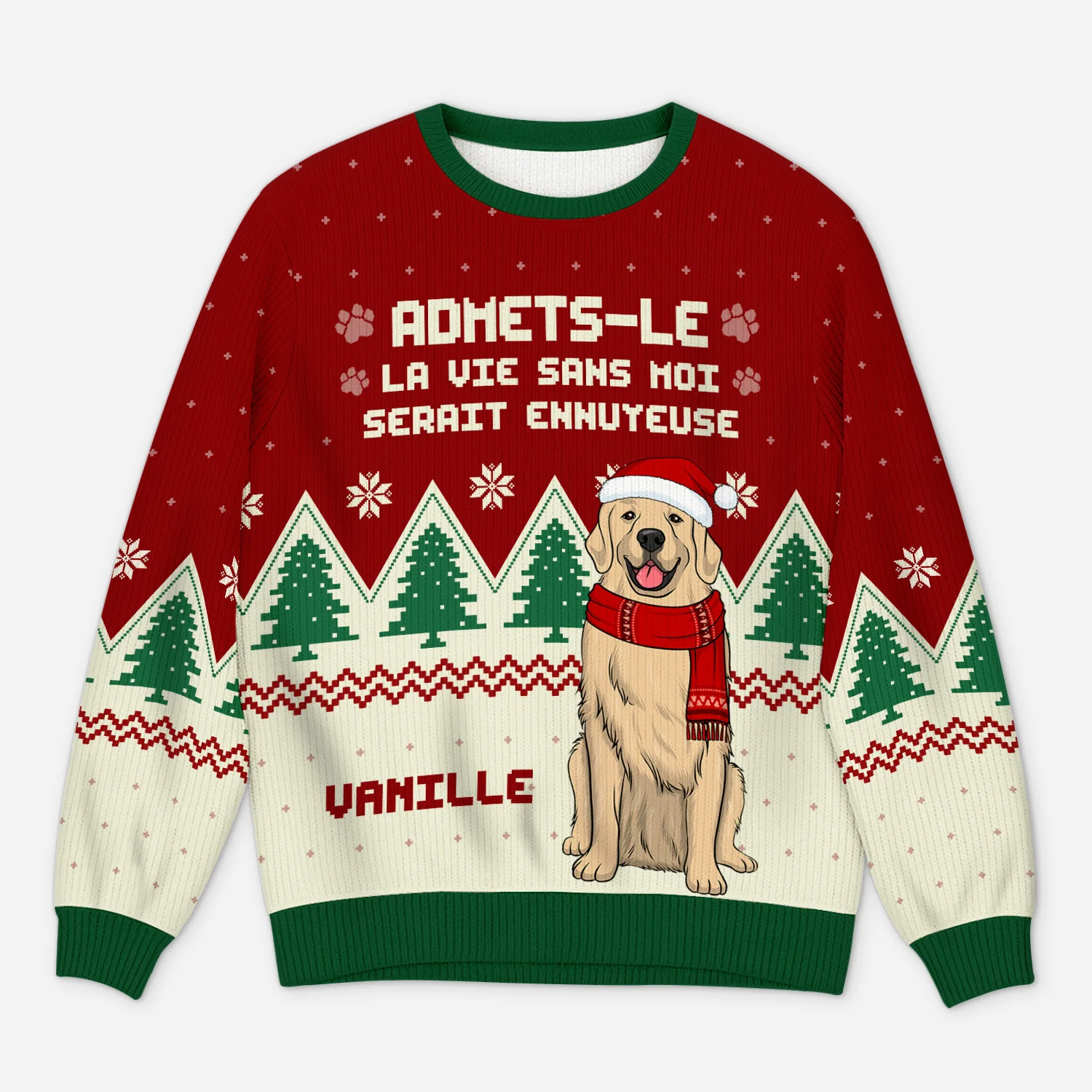 Pull De Noël Moche Personnalisé - La Vie Sans Chiens