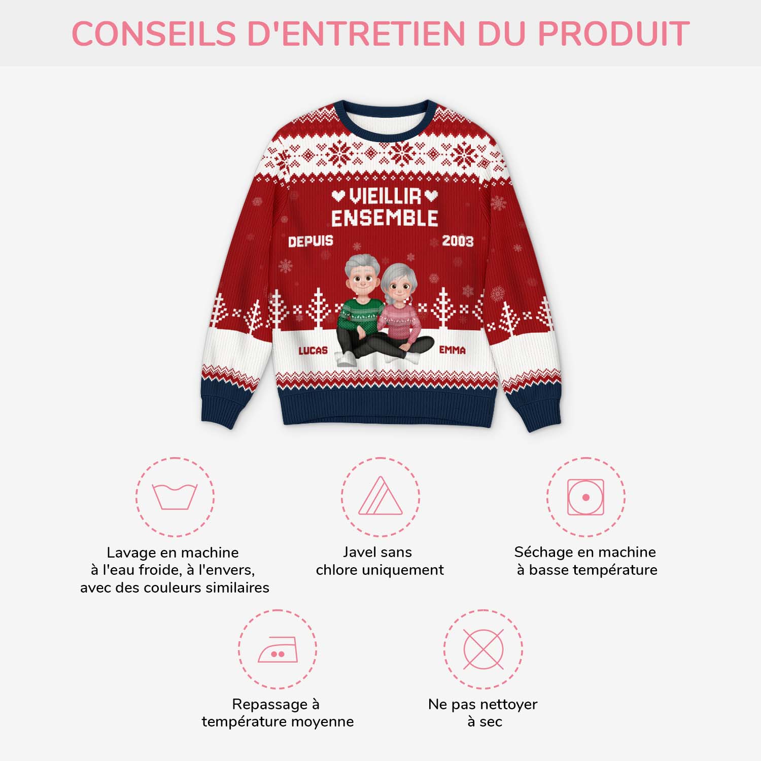 Pull De Noël Moche Personnalisé Pour Couple - Vieillir Ensemble - Image 4