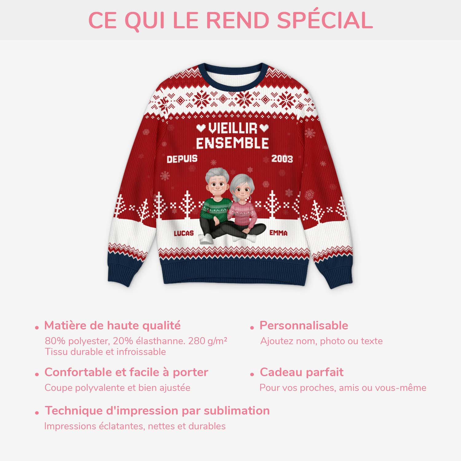 Pull De Noël Moche Personnalisé Pour Couple - Vieillir Ensemble - Image 5