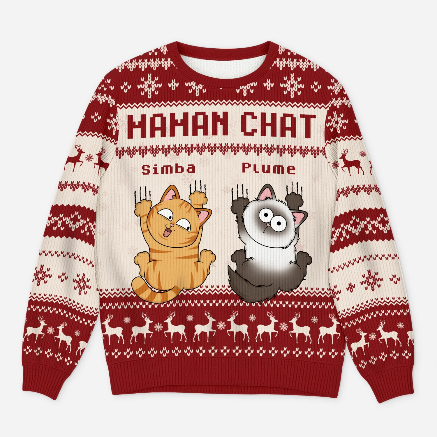 Pull Moche Chat De Noël Personnalisé Drôle - Maman Chat