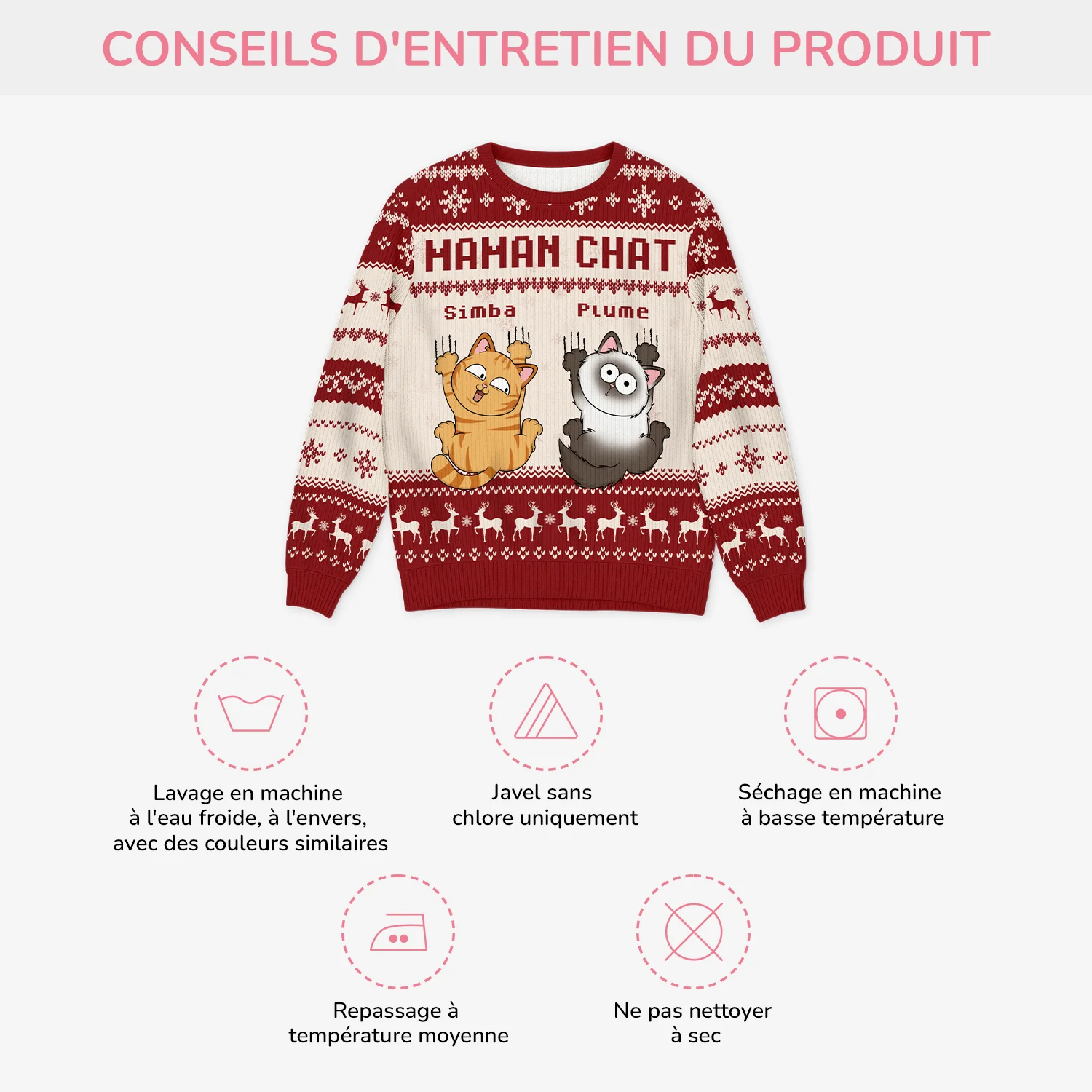 Pull Moche Chat De Noël Personnalisé Drôle - Maman Chat - Image 4