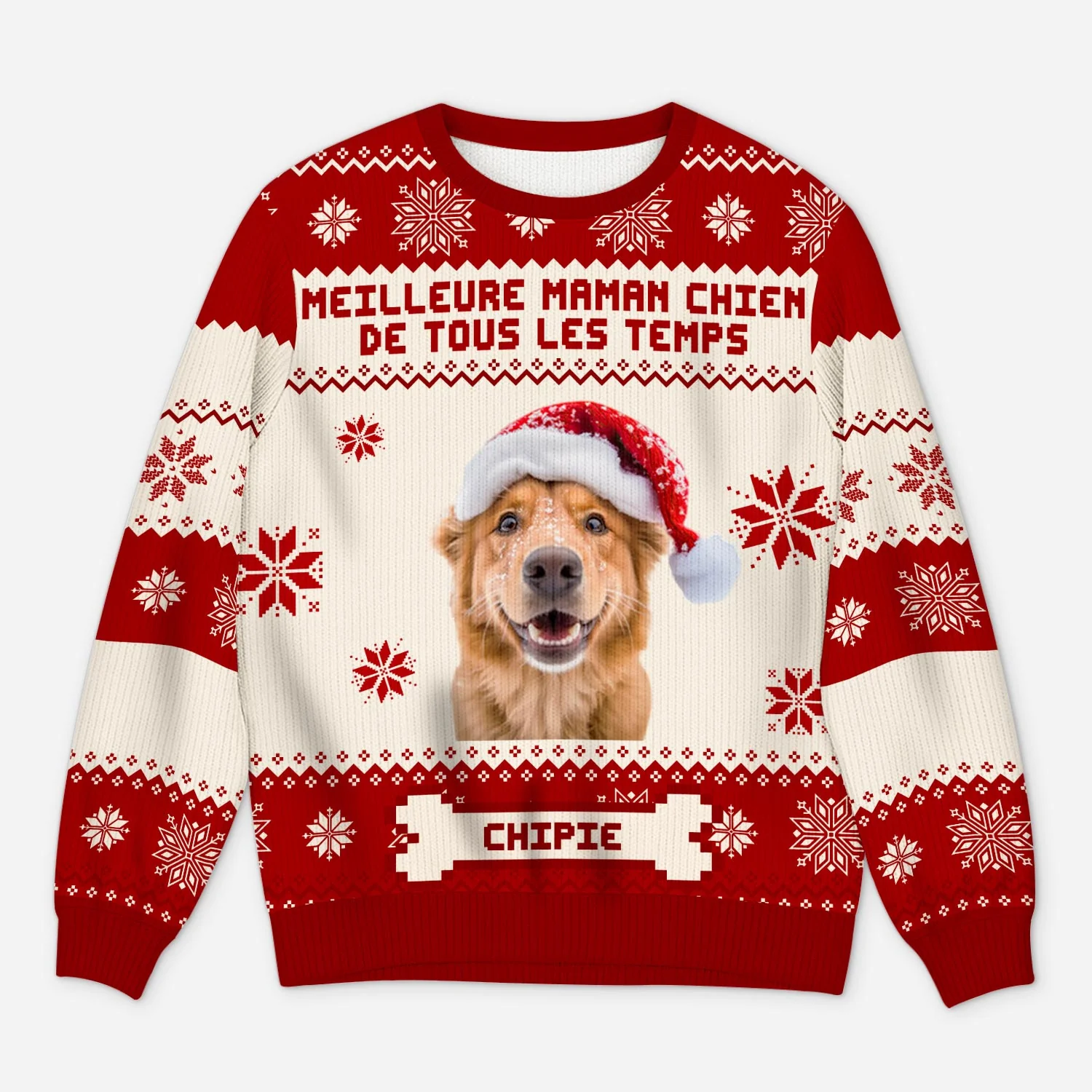 Pull De Noël Personnalisé – Meilleure Maman Chien Avec Photo
