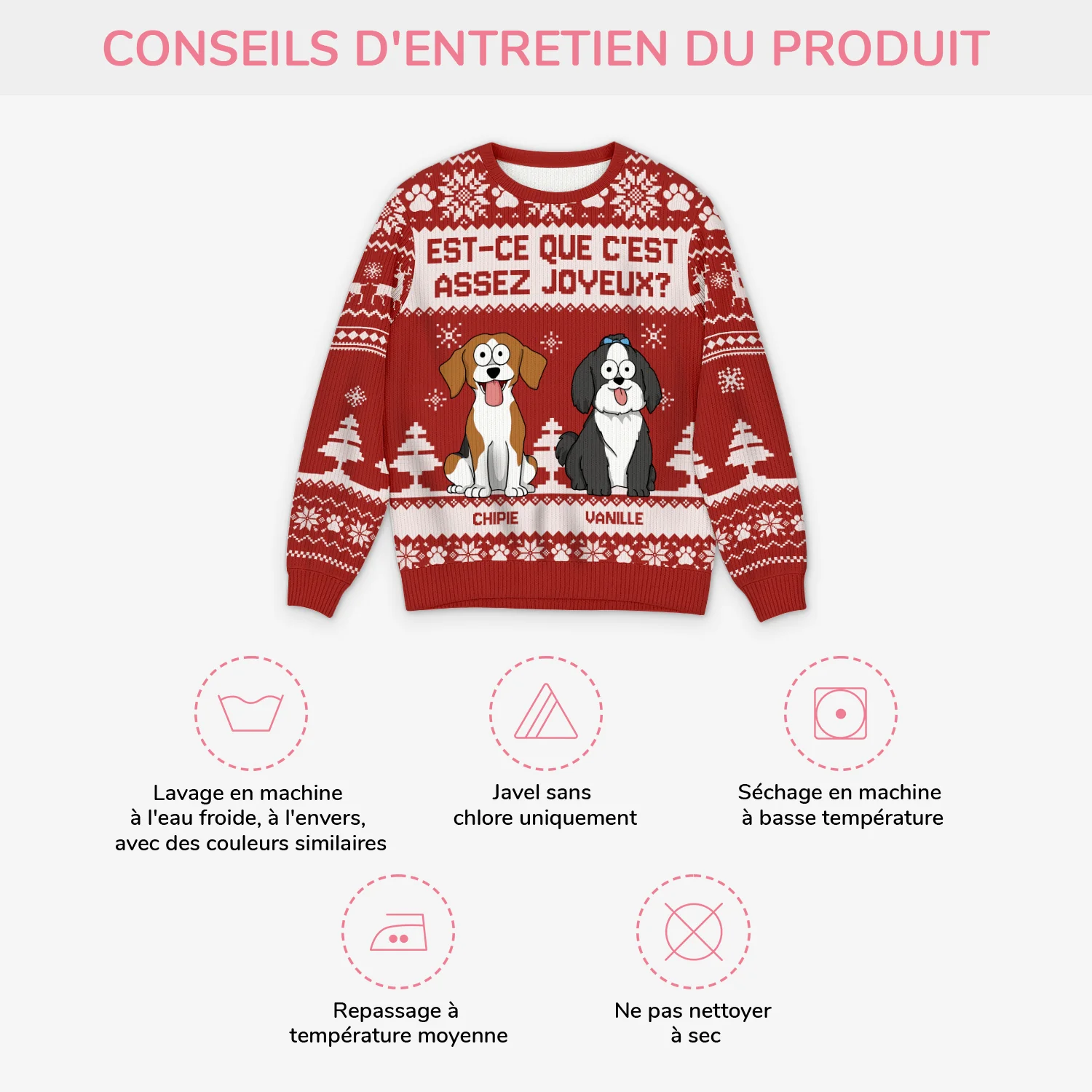Pull Moche De Noël Personnalisé Chien Drôle - Est-ce Que C'est Assez Joyeux - Image 4