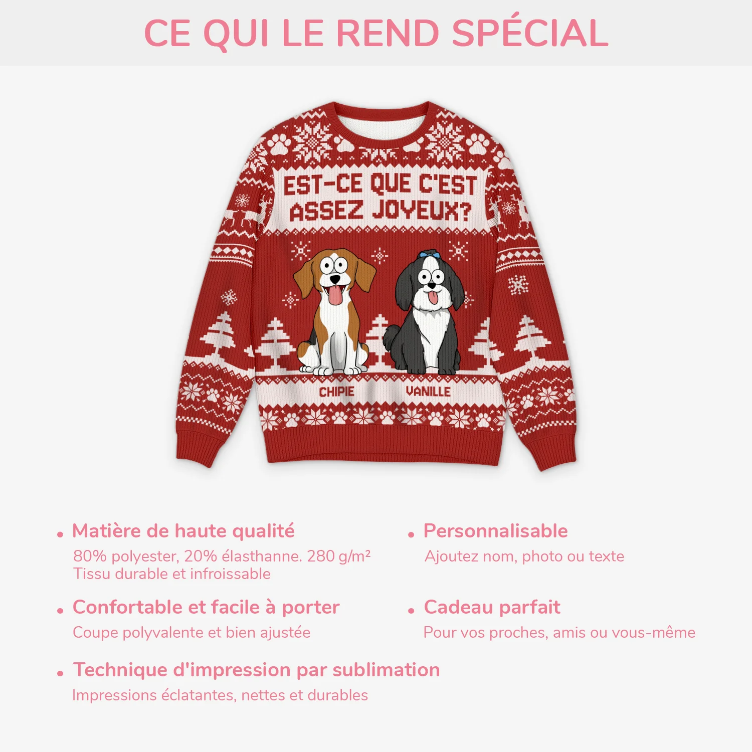 Pull Moche De Noël Personnalisé Chien Drôle - Est-ce Que C'est Assez Joyeux - Image 5