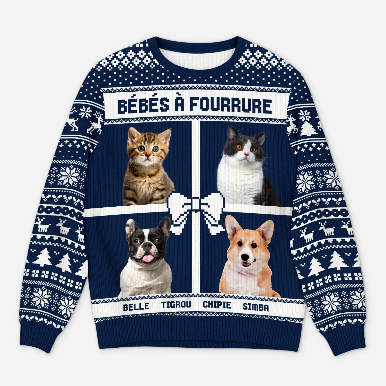 Pull Moche De Noël Personnalisé Avec Animal Et Enfant - Mes Bébés