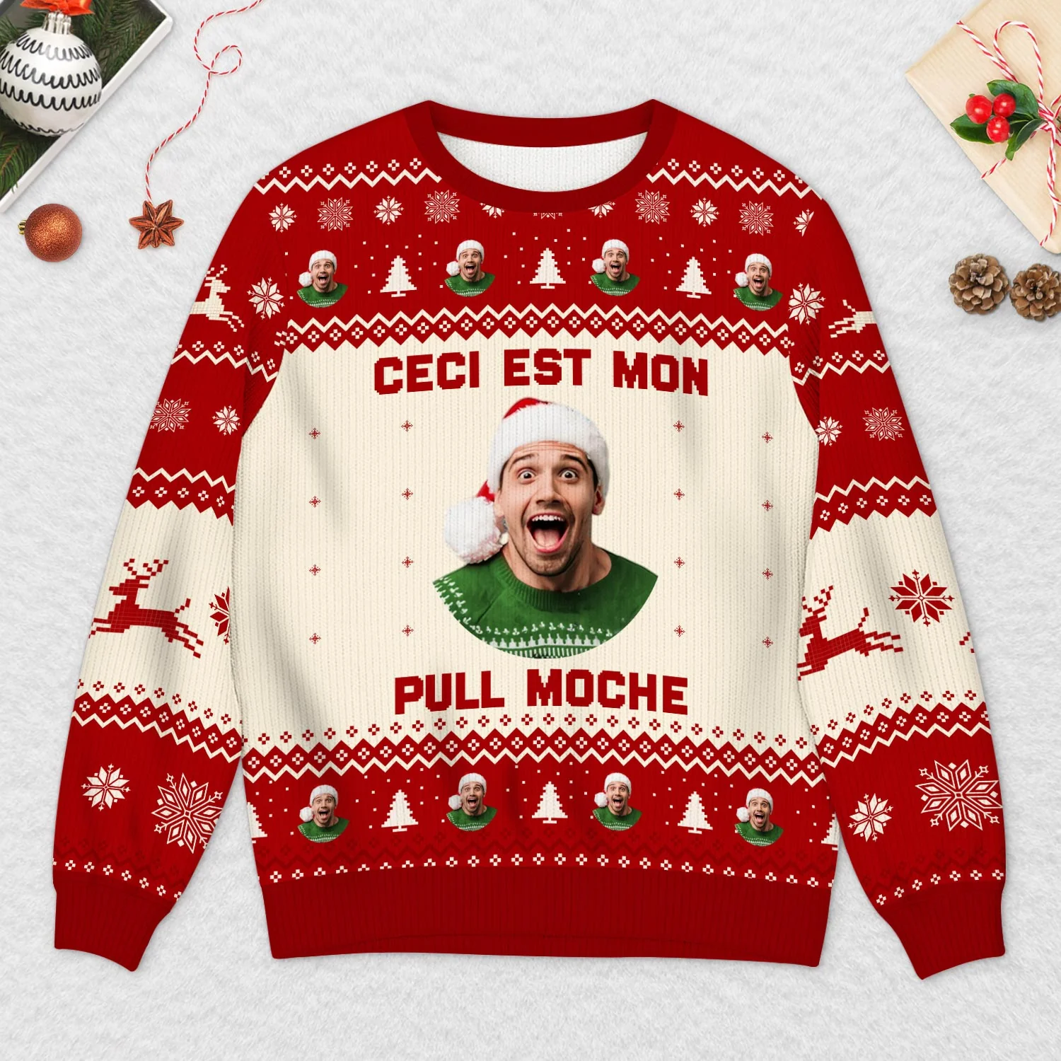 Pull Moche De Noël Personnalisé Avec Photo - Ceci Est Mon Pull Moche - Image 2