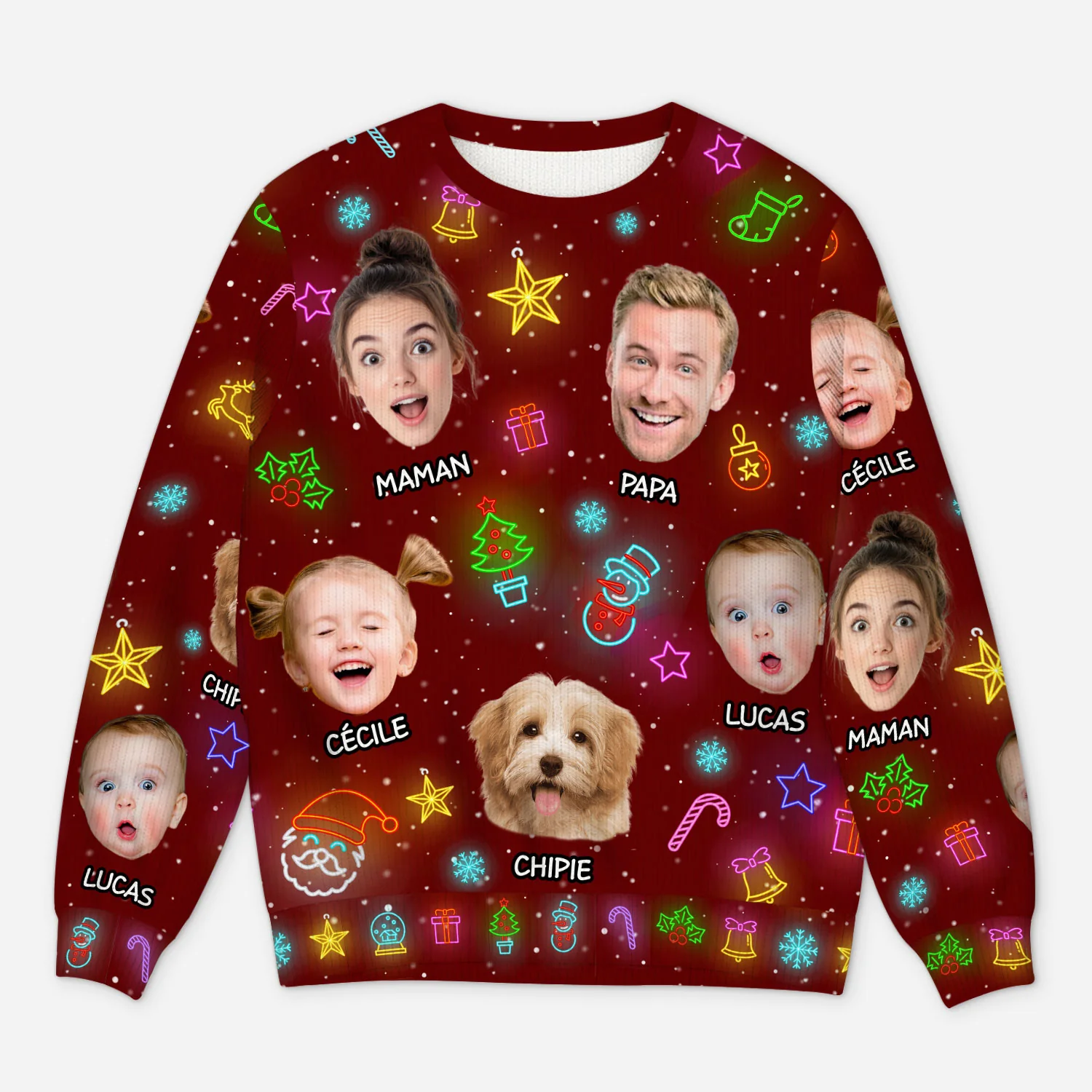 Pull Moche De Noël Personnalisé Avec Photo - Noël En Famille