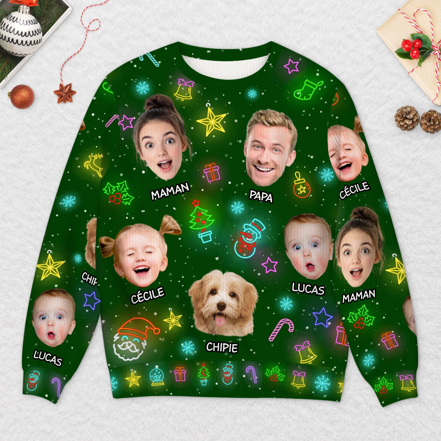 Pull Moche De Noël Personnalisé Avec Photo - Noël En Famille - Image 2