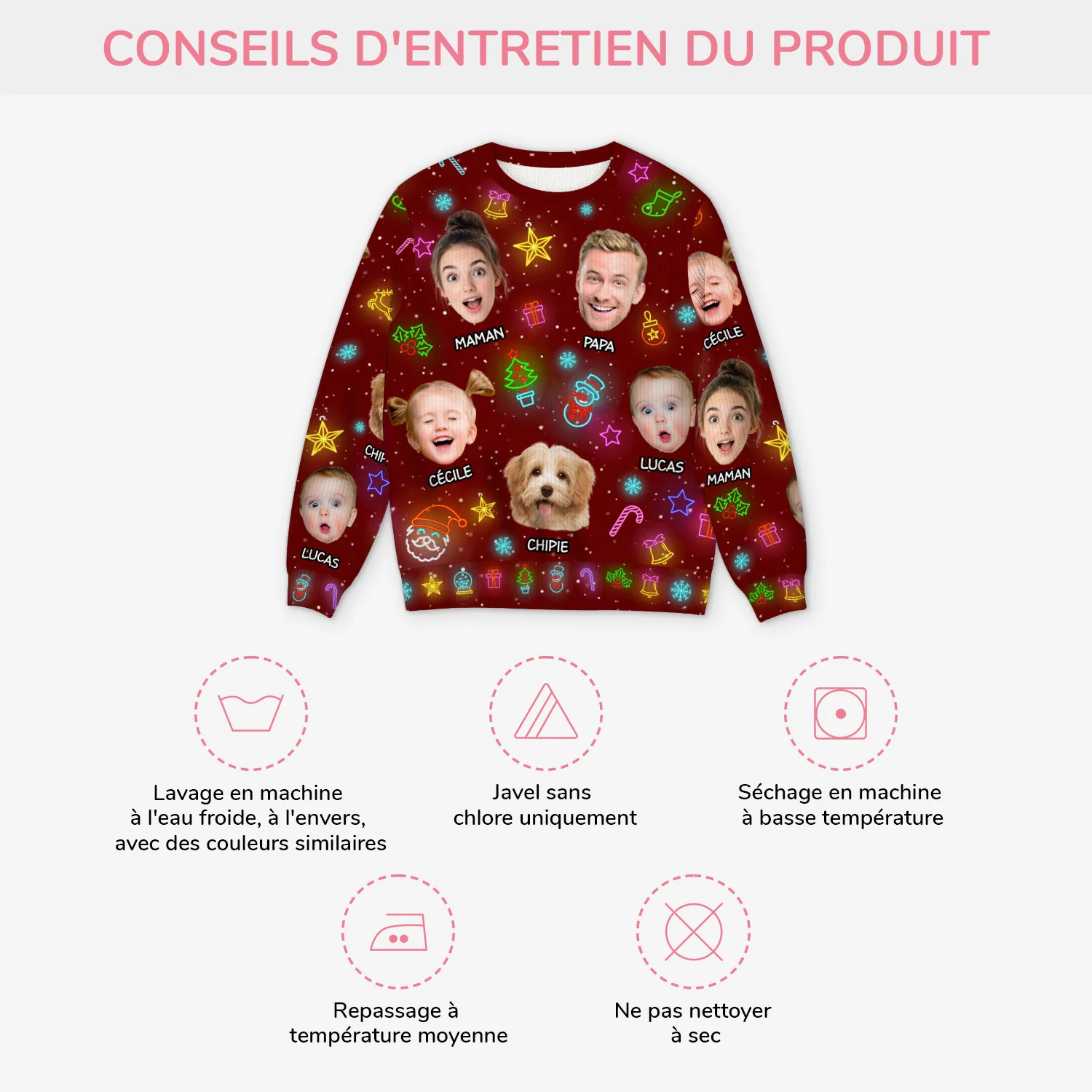 Pull Moche De Noël Personnalisé Avec Photo - Noël En Famille - Image 4