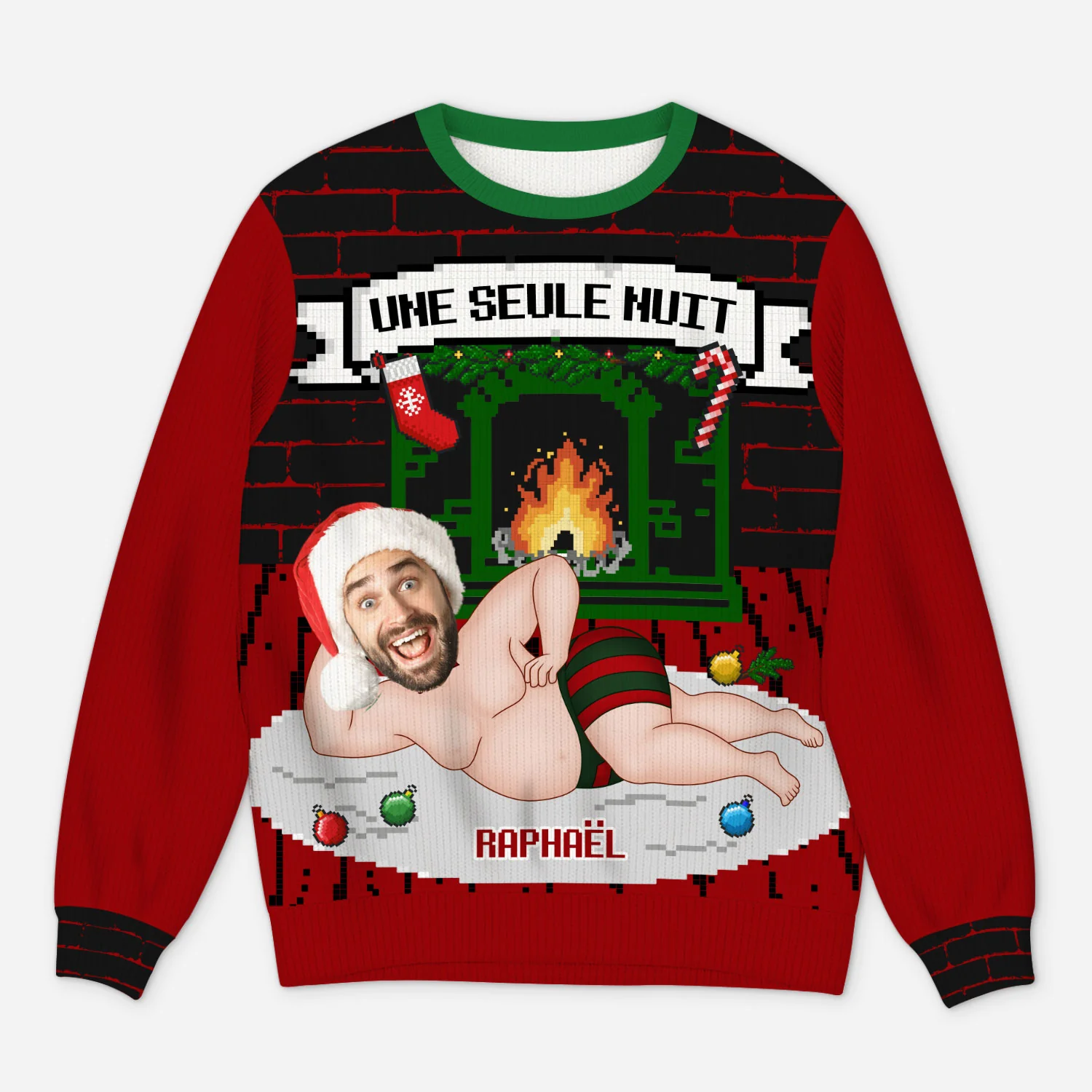 Pull Moche De Noël Personnalisé Avec Photo - Une Seule Nuit Avec Moi