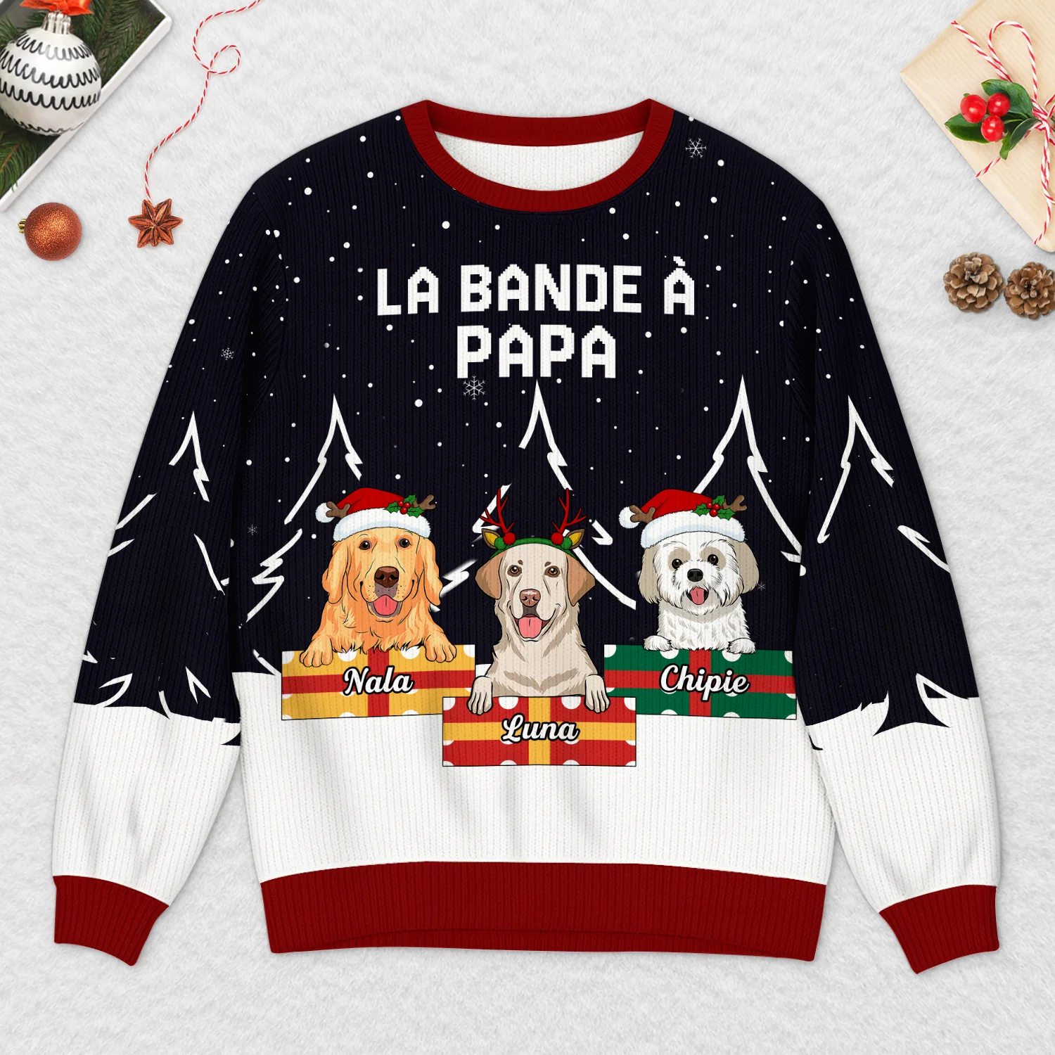 Pull Moche De Noël Personnalisé - Ce Papa Maman Chien Appartient À - Image 2