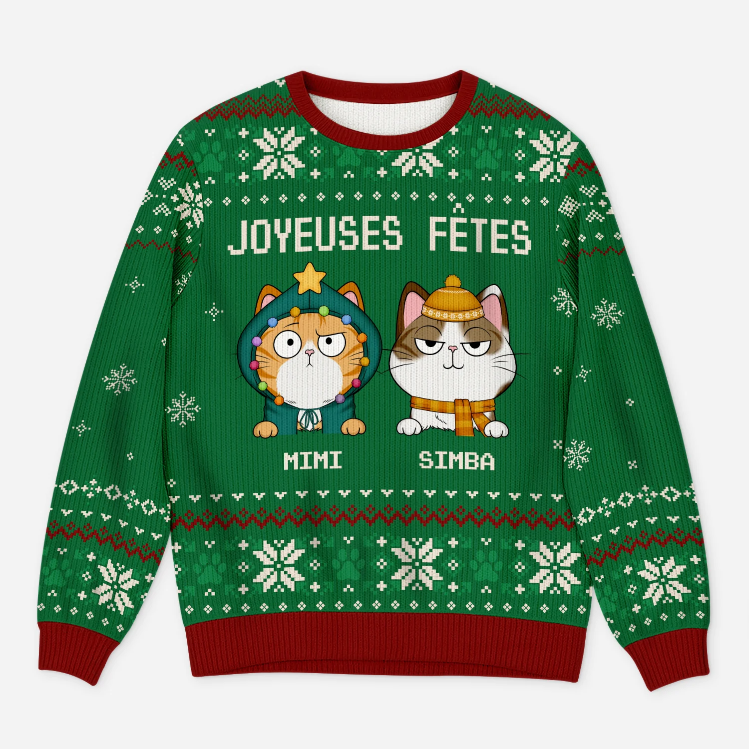 Pull Moche De Noël Personnalisé Chat - Joyeuses Fêtes