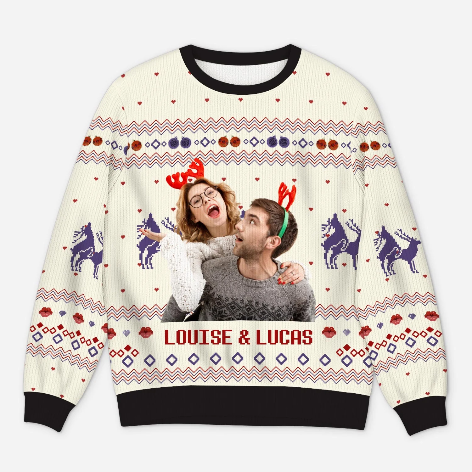 Pull de Noël Personnalisé avec Photo - Pull Moche Noel Couple