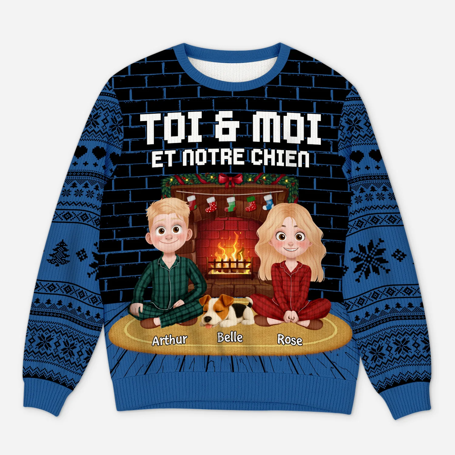 Pull Moche De Noël Personnalisé Couple – Toi Moi Et Notre Chien