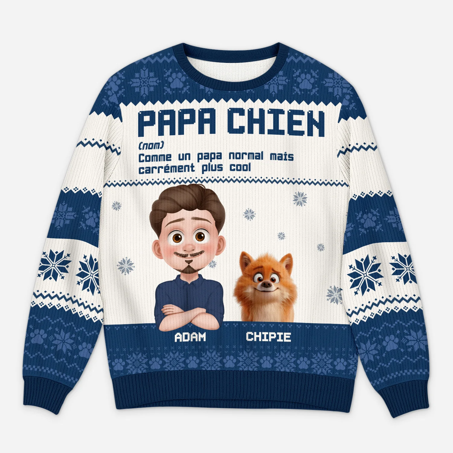Pull Moche De Noël Personnalisé - Définition De Papa Chien