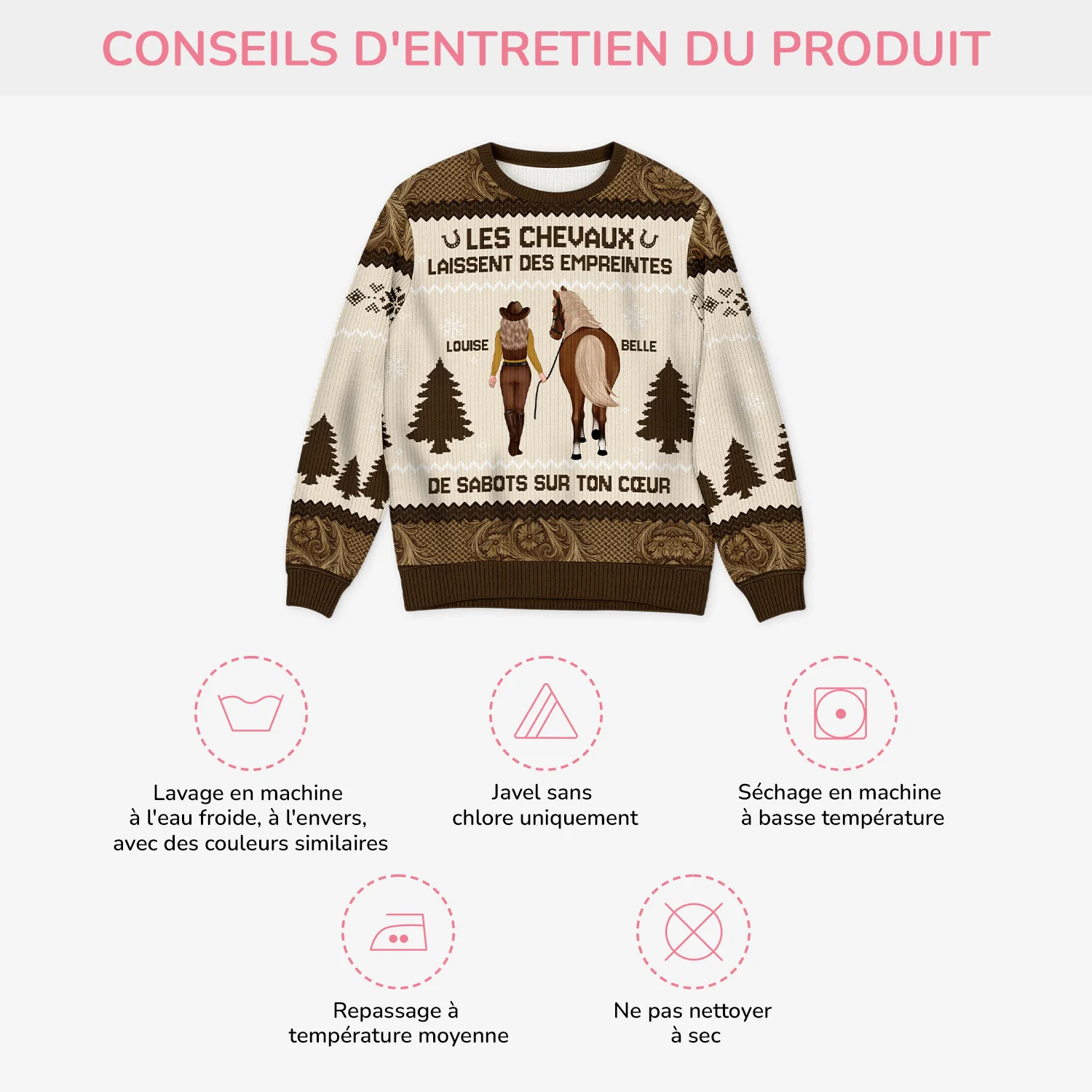 Pull Moche de Noël Personnalisé - Des Empreintes de Sabots - Image 4