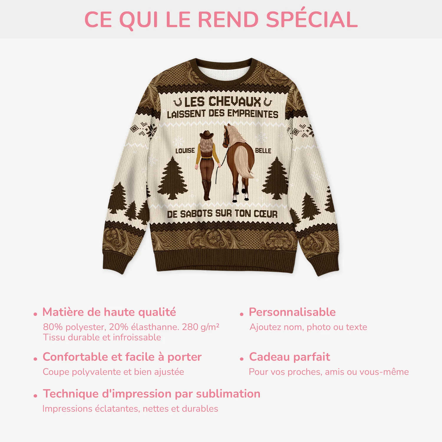 Pull Moche de Noël Personnalisé - Des Empreintes de Sabots - Image 5