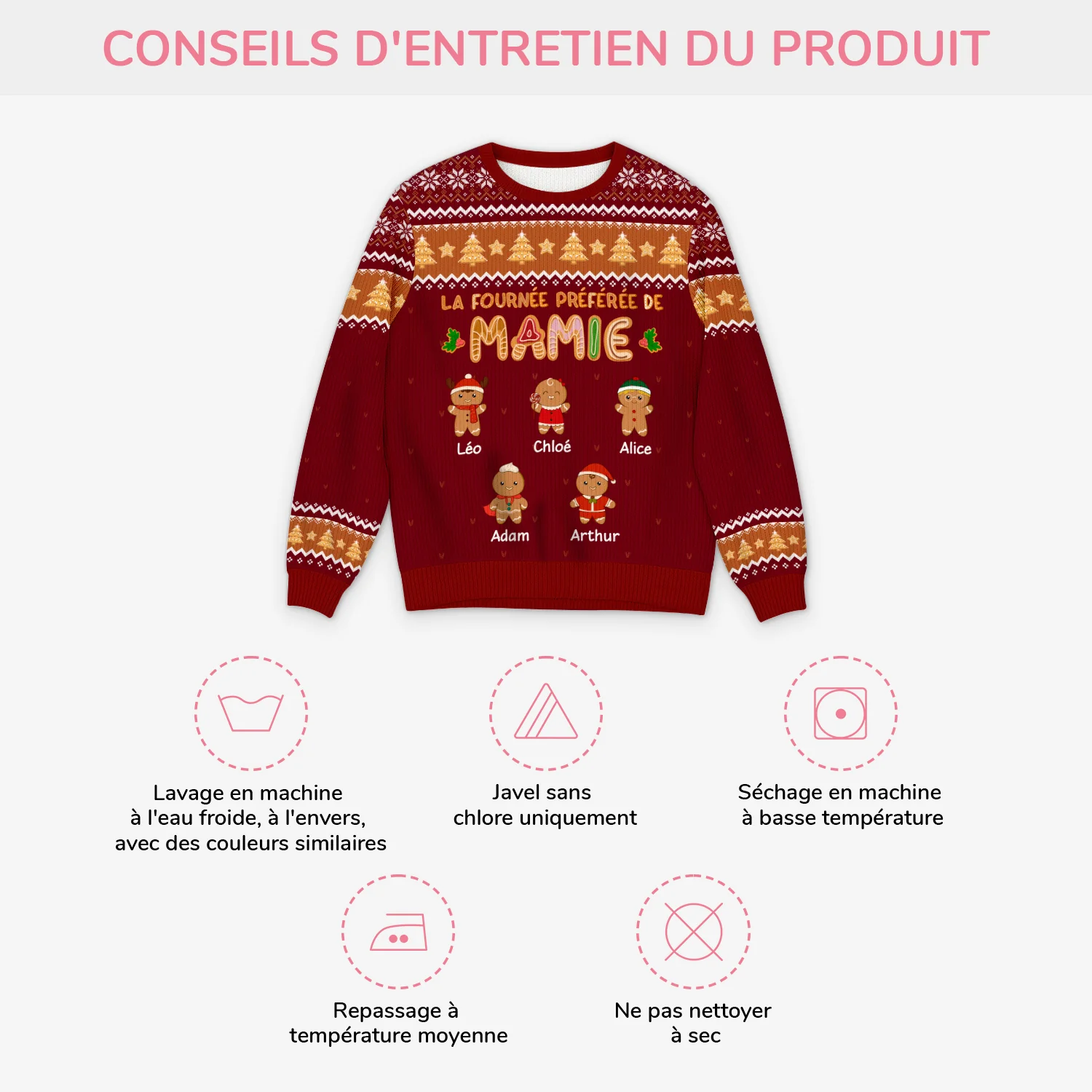 Pull Moche De Noël Personnalisé - La Fournée Préférée De Mamie - Image 4