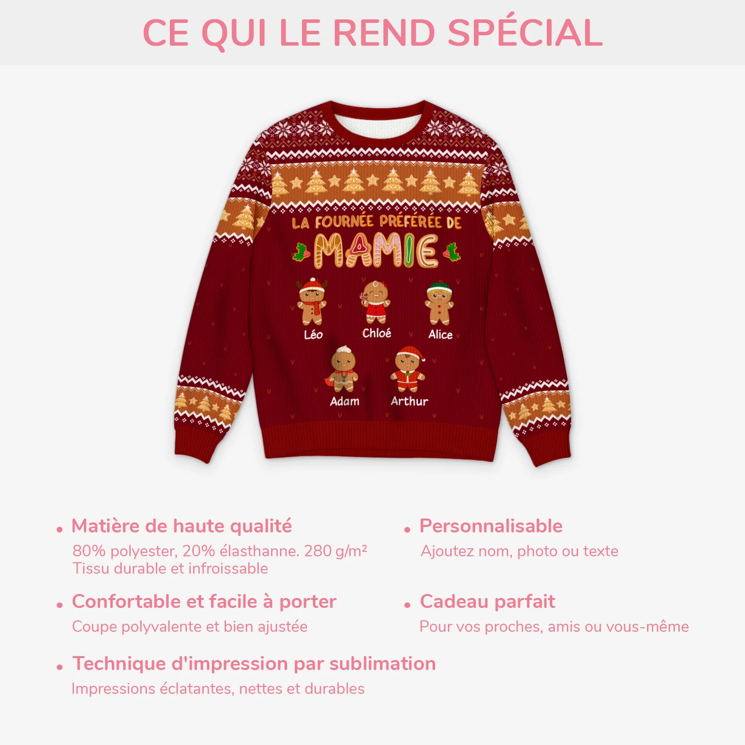 Pull Moche De Noël Personnalisé - La Fournée Préférée De Mamie - Image 5