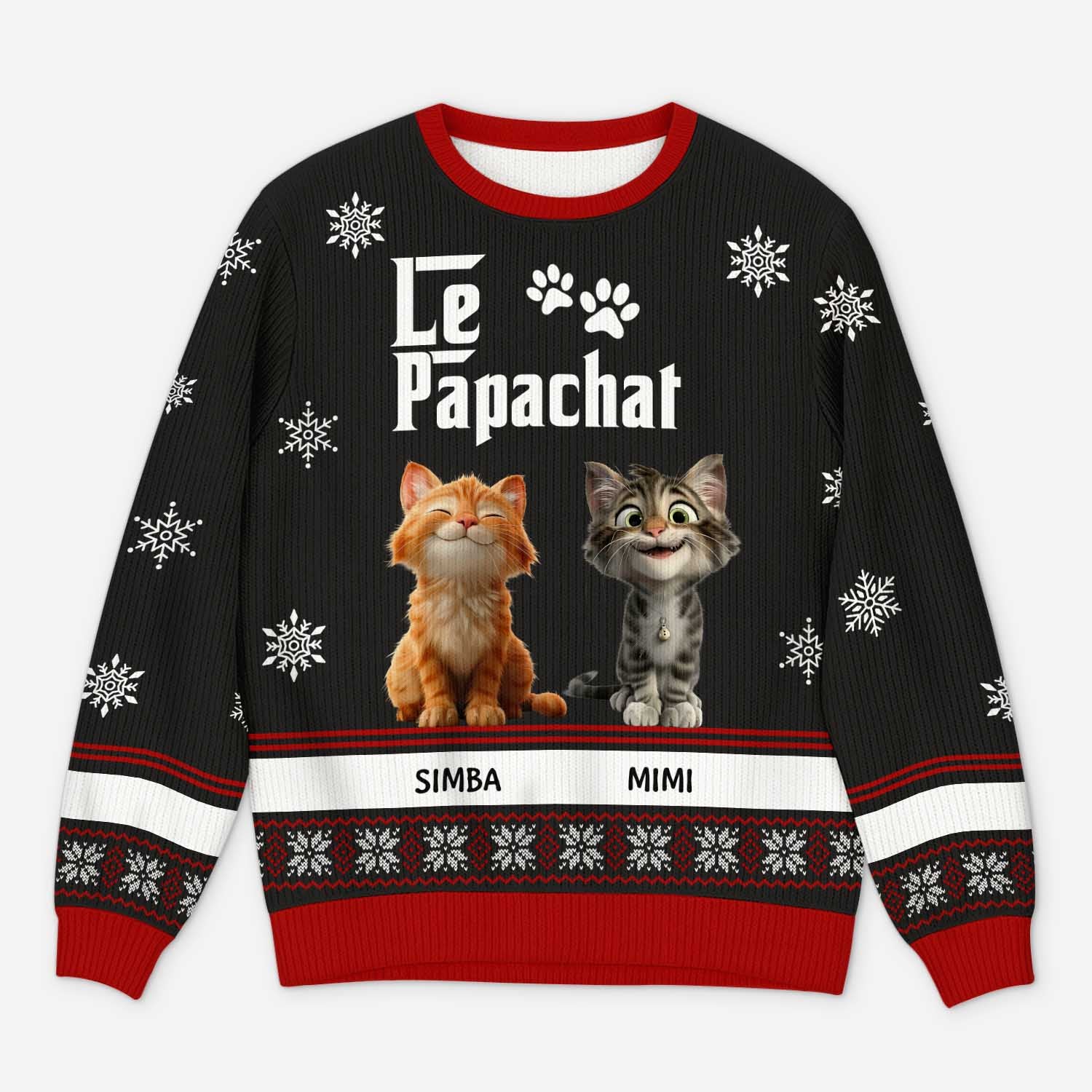 Pull moche Noël personnalisé – La maman chat
