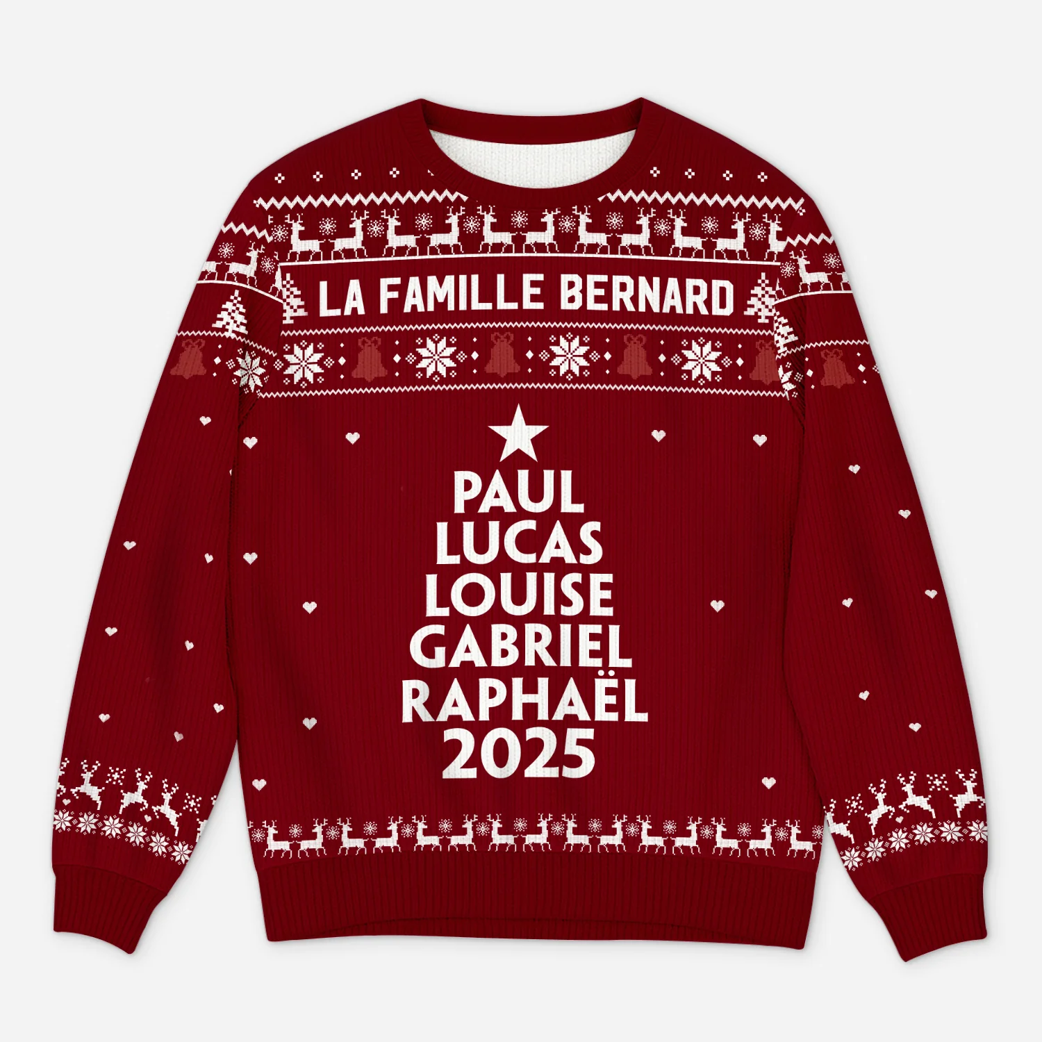 Pull Moche Noël Personnalisé - Les Membres de la Famille