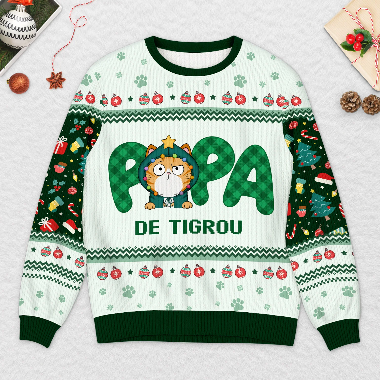 Pull de Noël personnalisé – Maman de chat - Image 2