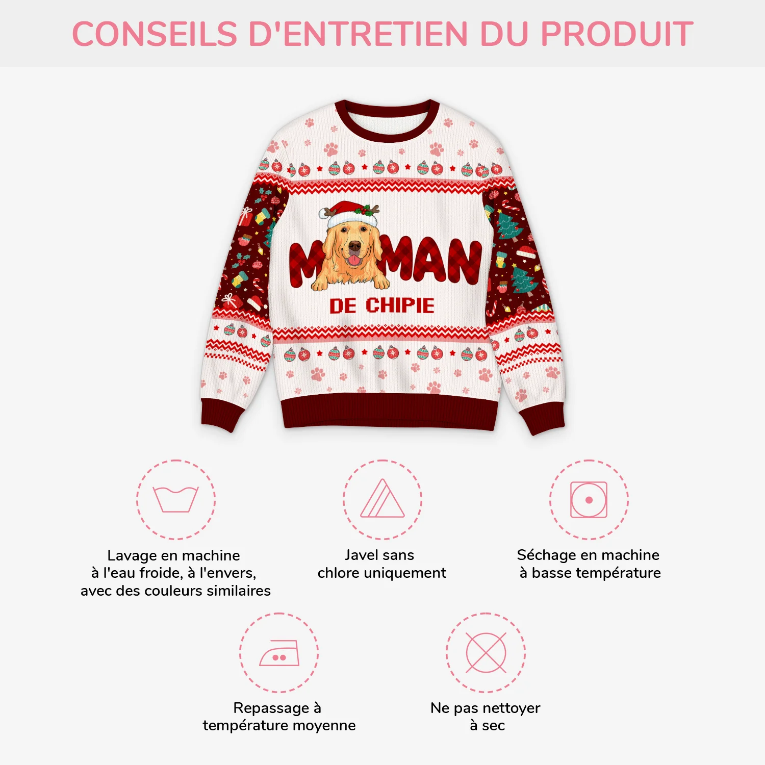 Pull moche de Noël personnalisé – Maman de chien - Image 4