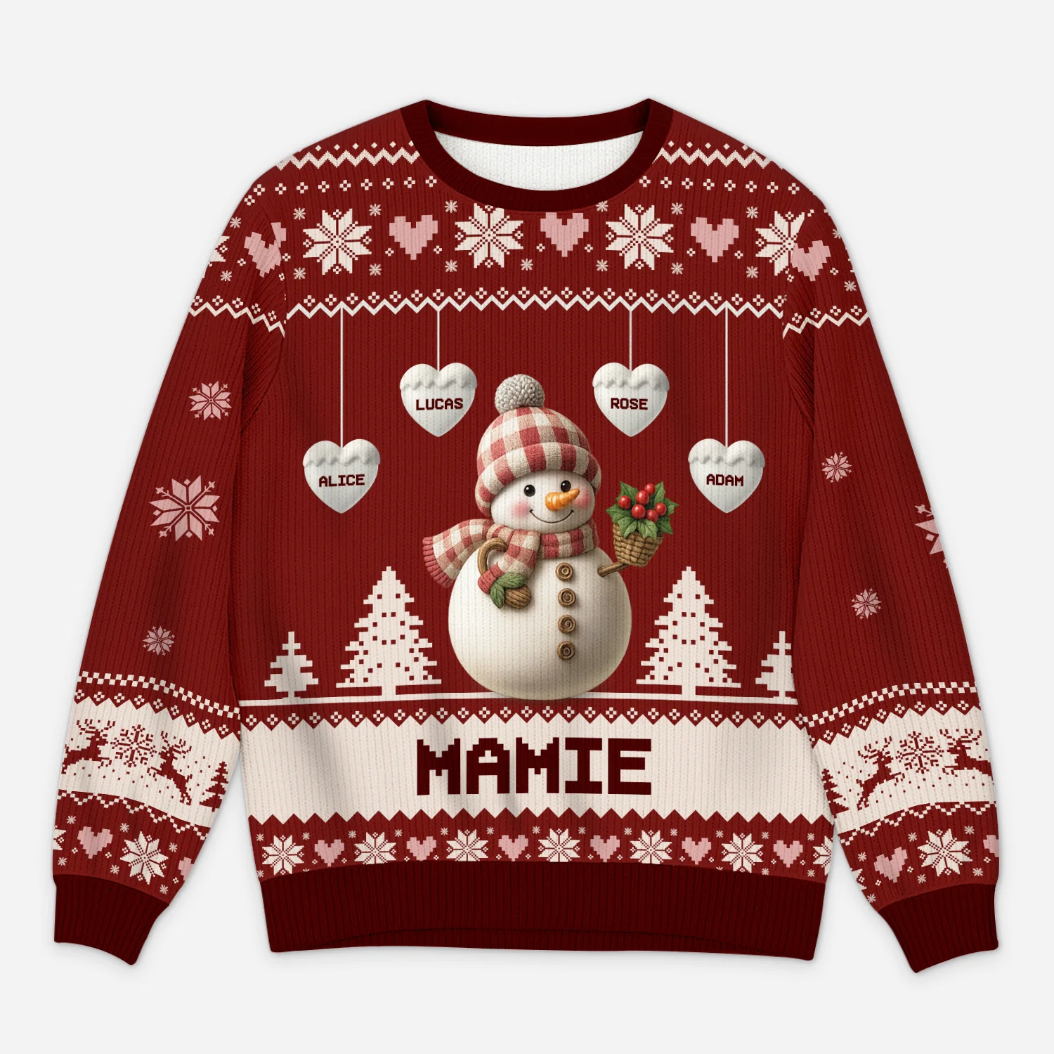 Pull Moche de Noël Femme "Mamie Bonhomme de Neige" Personnalisé