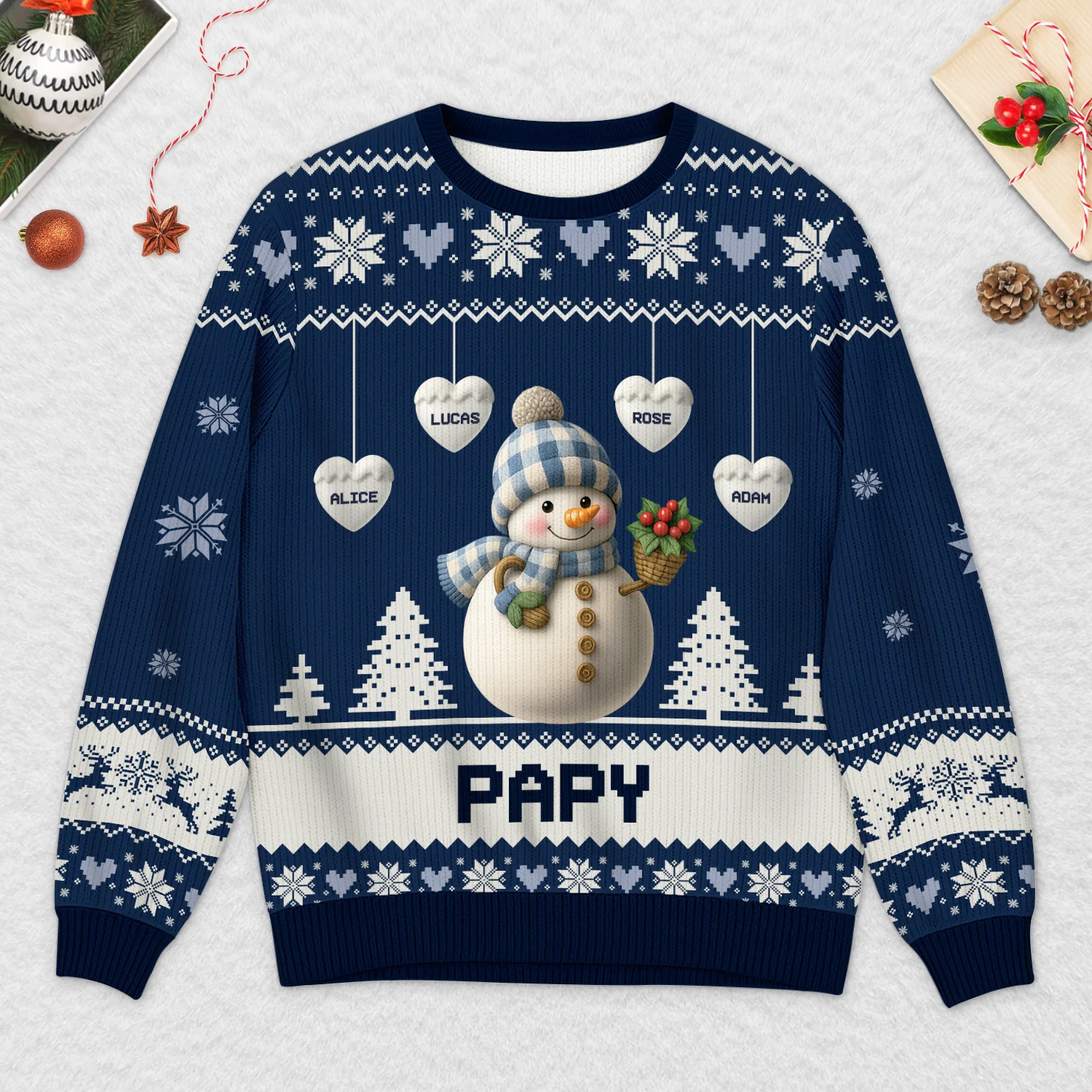 Pull Moche de Noël Femme "Mamie Bonhomme de Neige" Personnalisé - Image 2