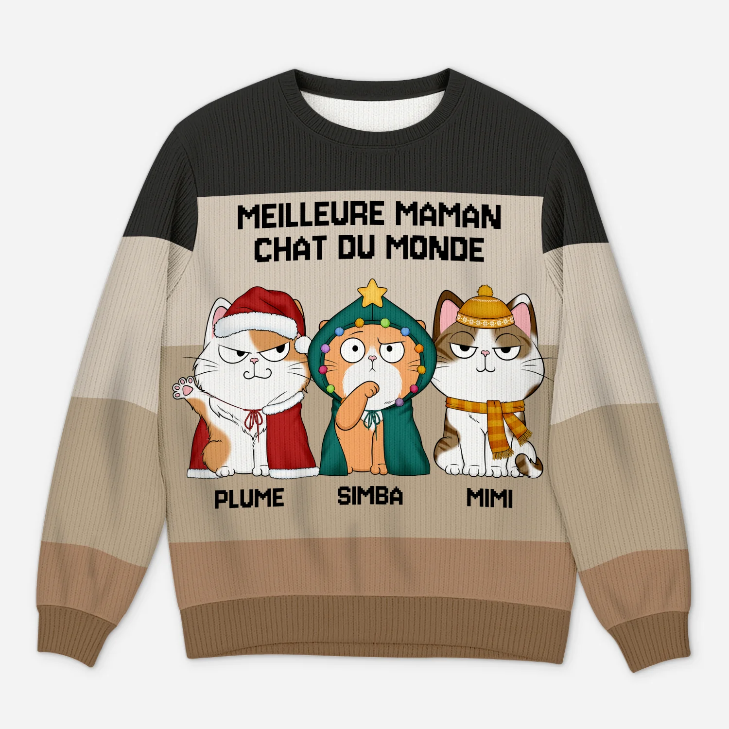 Pull de Noël Personnalisé Chat - Meilleure Maman Chat du Monde