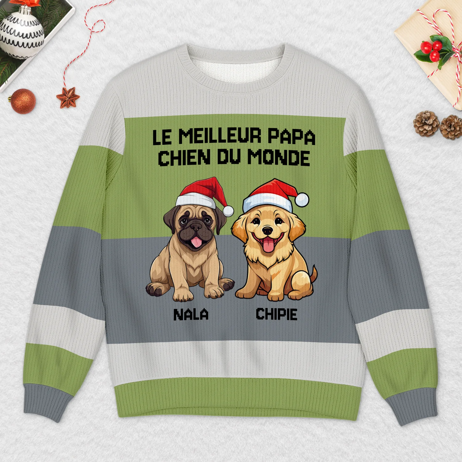 Pull Moche De Noël Personnalisé - Meilleure Maman Chien Du Monde - Image 2