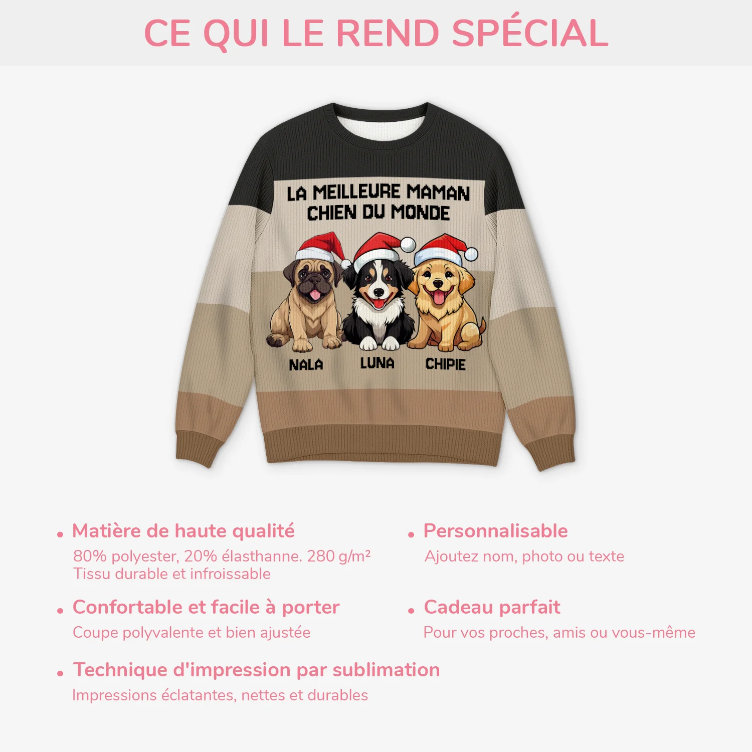 Pull Moche De Noël Personnalisé - Meilleure Maman Chien Du Monde - Image 5