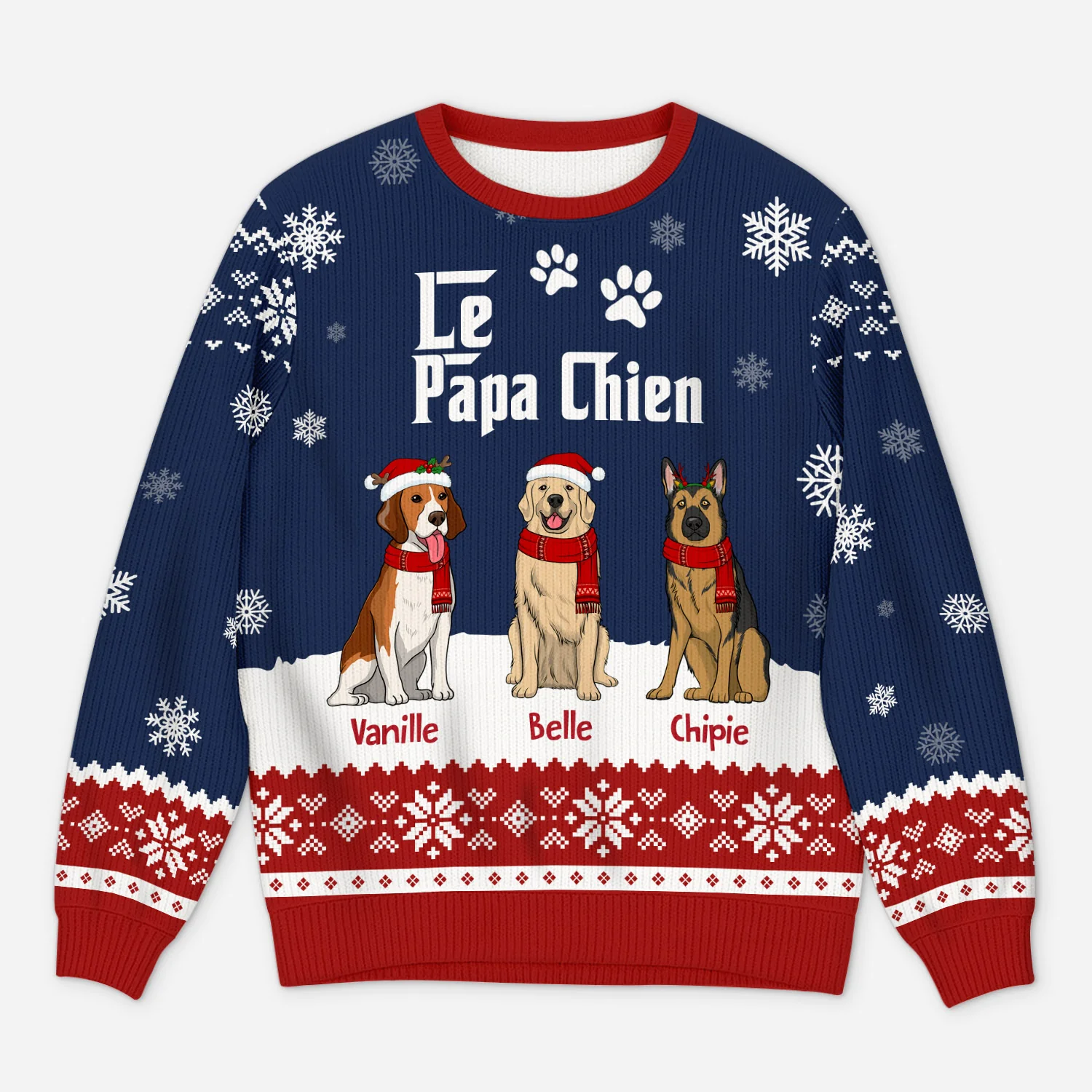 Pull Noël Personnalisé Animaux - Papa Chien