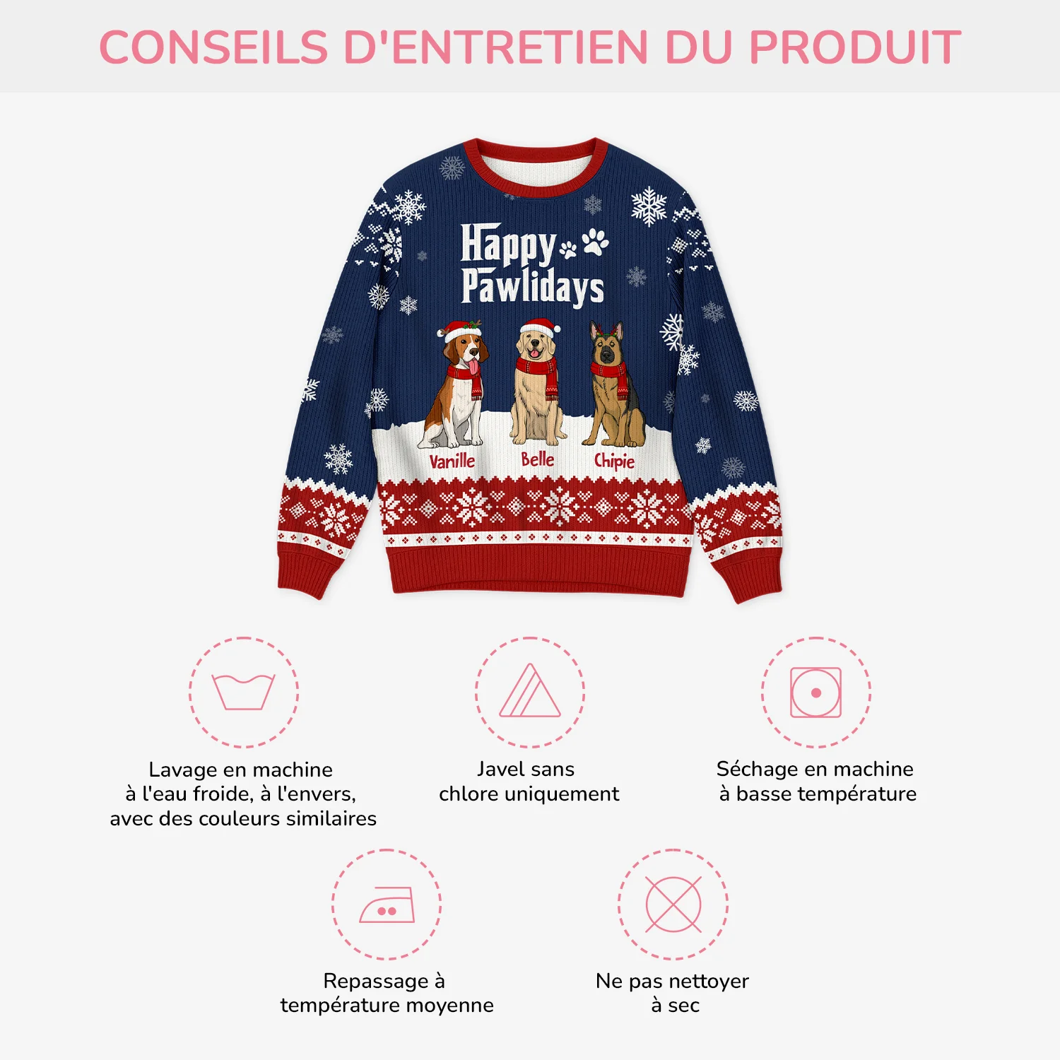 Pull Noël Personnalisé Animaux - Papa Chien - Image 4
