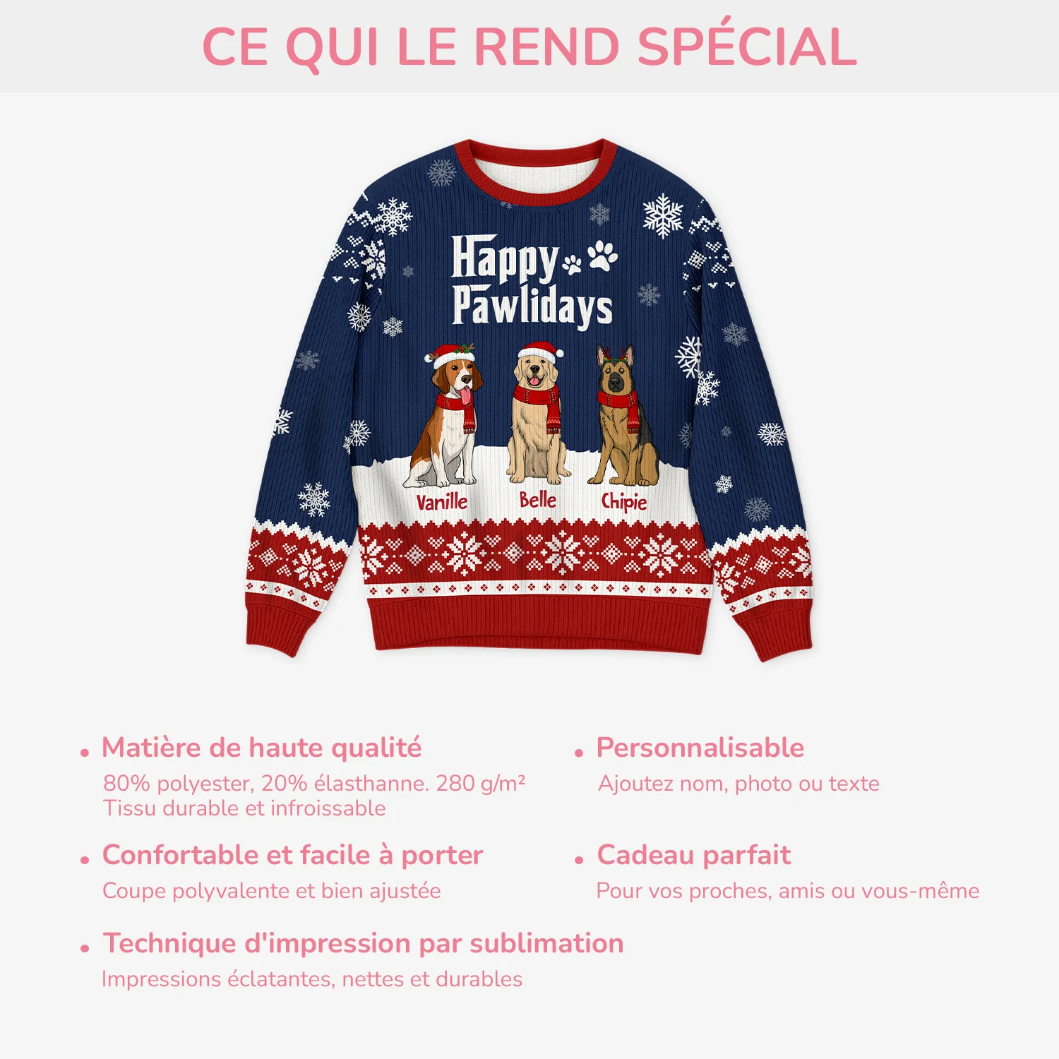 Pull Noël Personnalisé Animaux - Papa Chien - Image 5