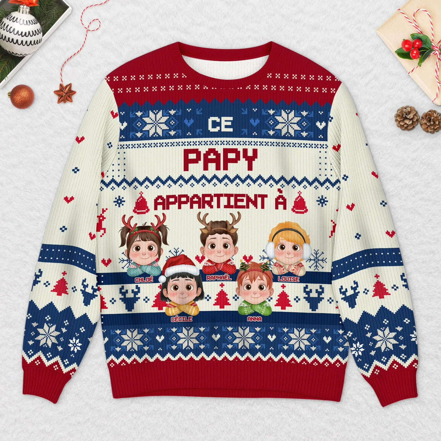 Pull Moche De Noël Personnalisé Pour Mamie Papi - Cette Mamie Appartient À - Image 2