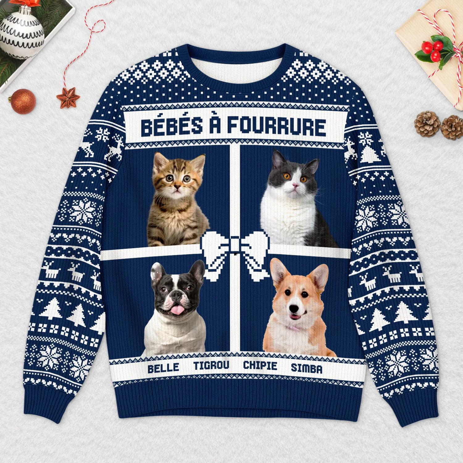 Pull Moche De Noël Personnalisé Pour Mamie Papy - Mes Petits-enfants - Image 2