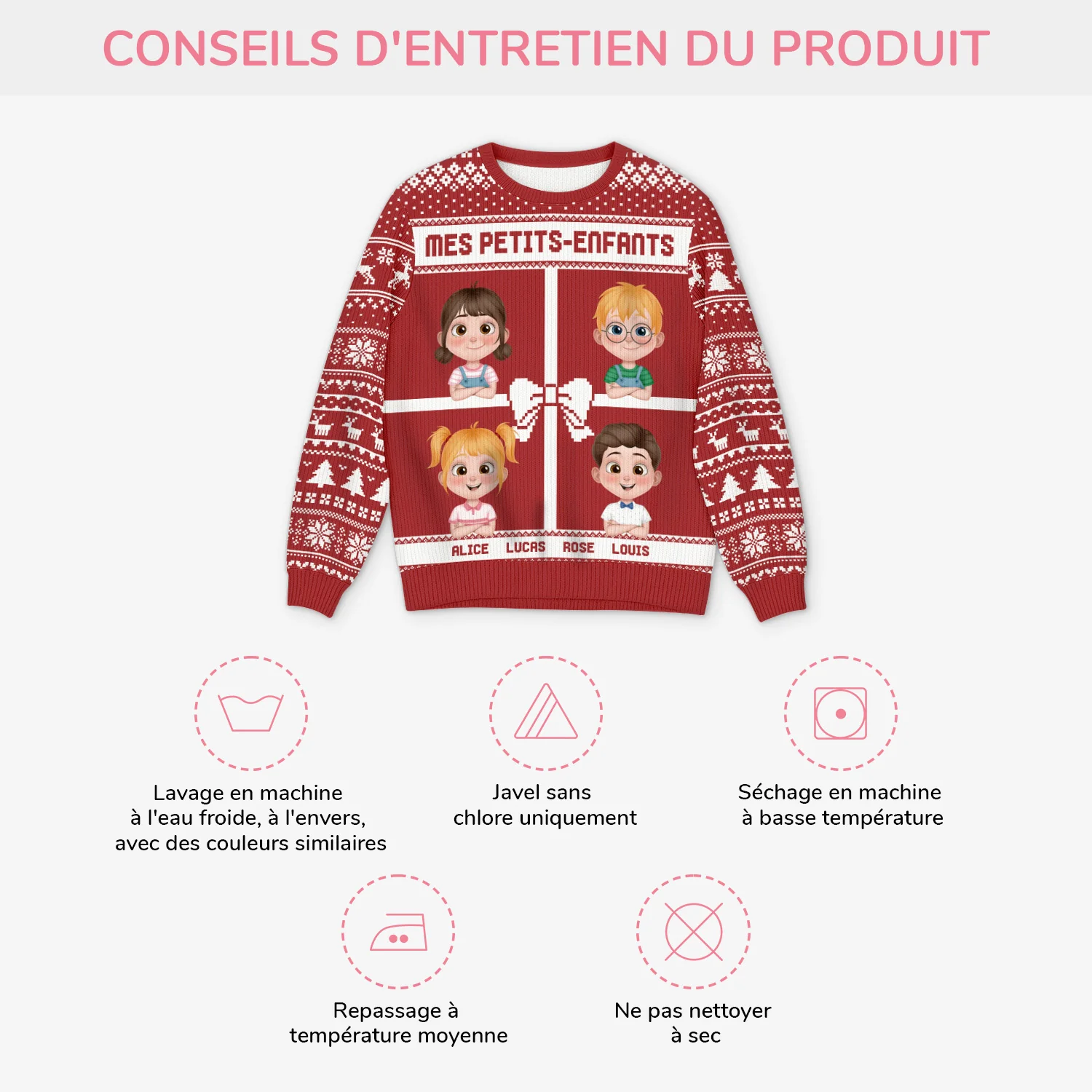 Pull Moche De Noël Personnalisé Pour Mamie Papy - Mes Petits-enfants - Image 4