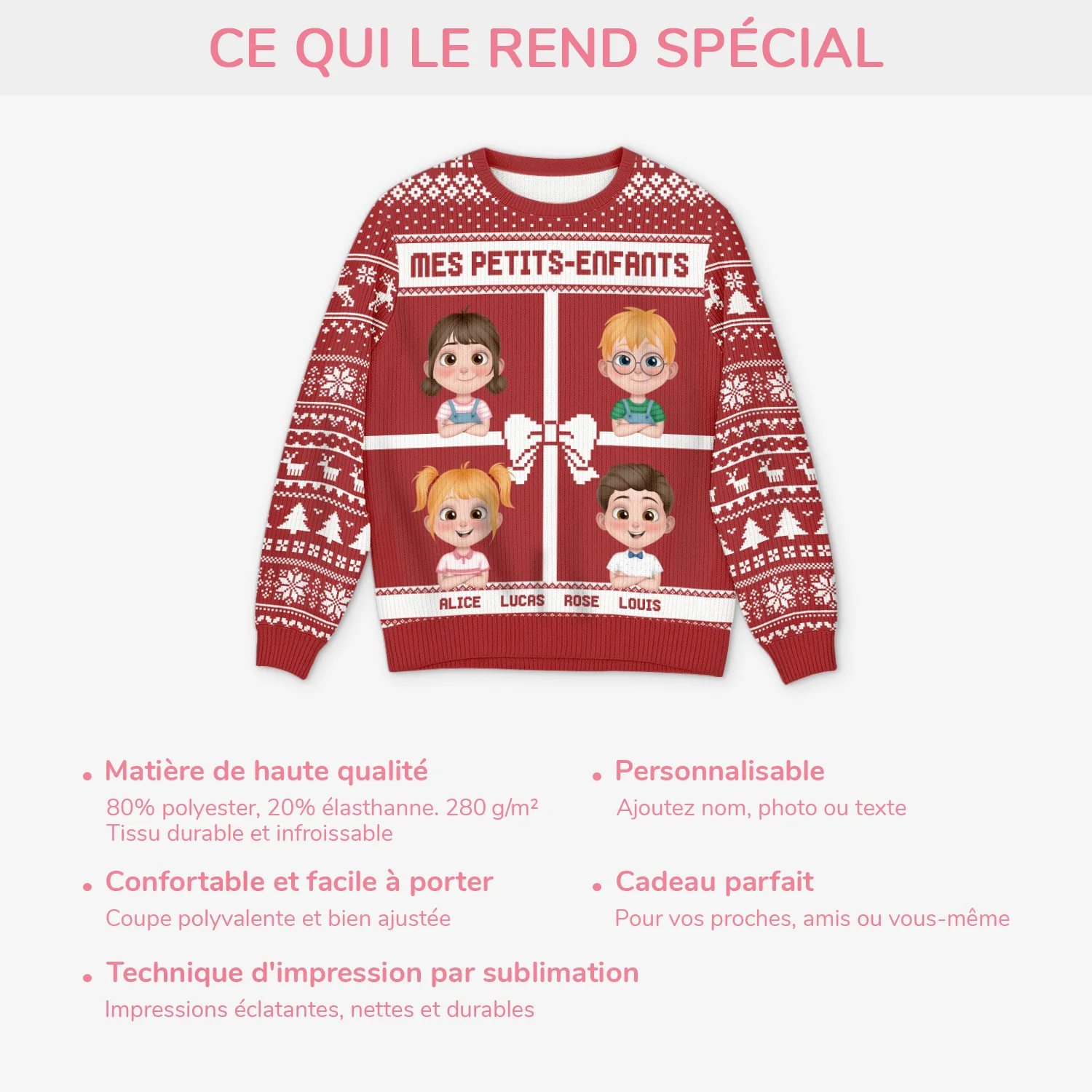 Pull Moche De Noël Personnalisé Pour Mamie Papy - Mes Petits-enfants - Image 5