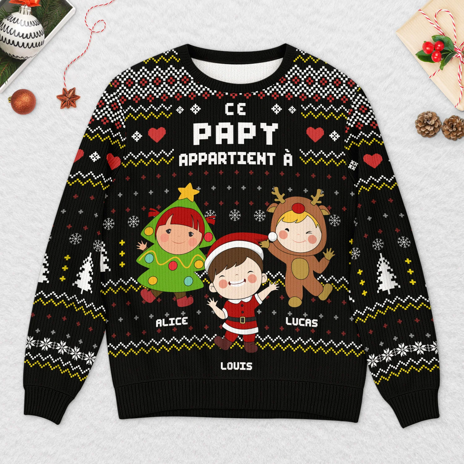 Pull Moche De Noël Personnalisé Pour Papy Mamie - Cette Mamie Génial Appartient À - Image 2