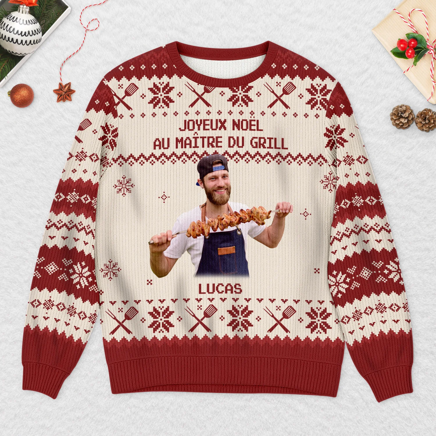 Pull de Noël Personnalisé avec Photo - Joyeux Noël au Golfeur - Image 2