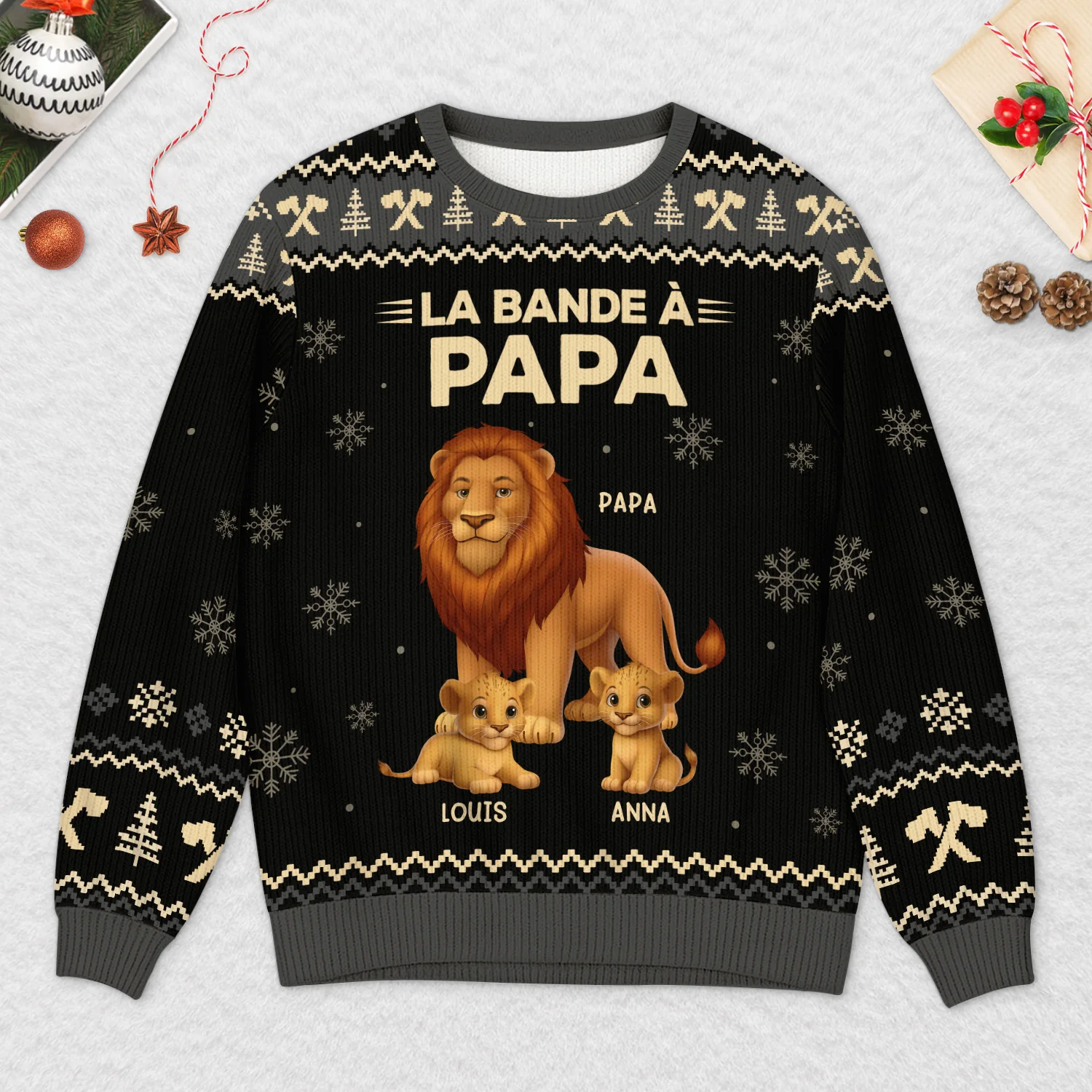 Pull de Noël personnalisable – La bande à papy lion - Image 2
