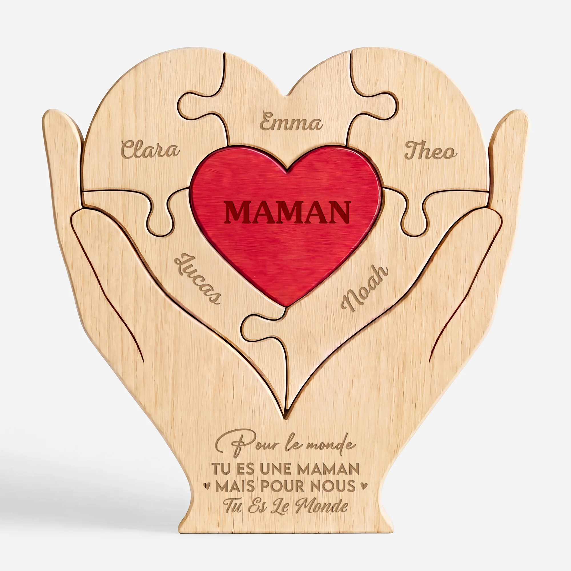 Puzzle Bois Personnalisé Famille - Cadeau Papa Maman Notre Monde