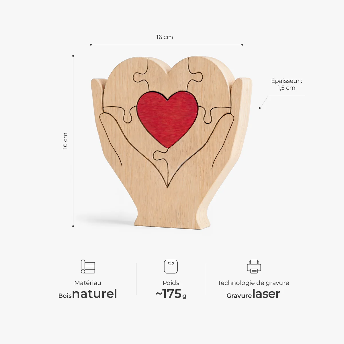 Puzzle Bois Personnalisé Famille - Cadeau Papa Maman Notre Monde - Image 3