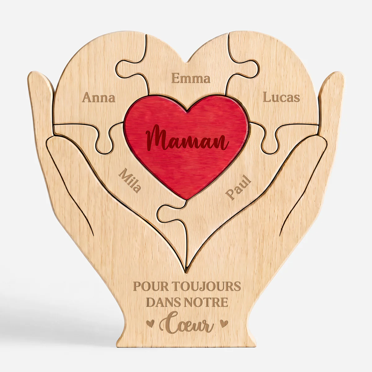 Puzzle Bois Personnalisé Famille Commémoratif - Toujours Dans Mon Cœur