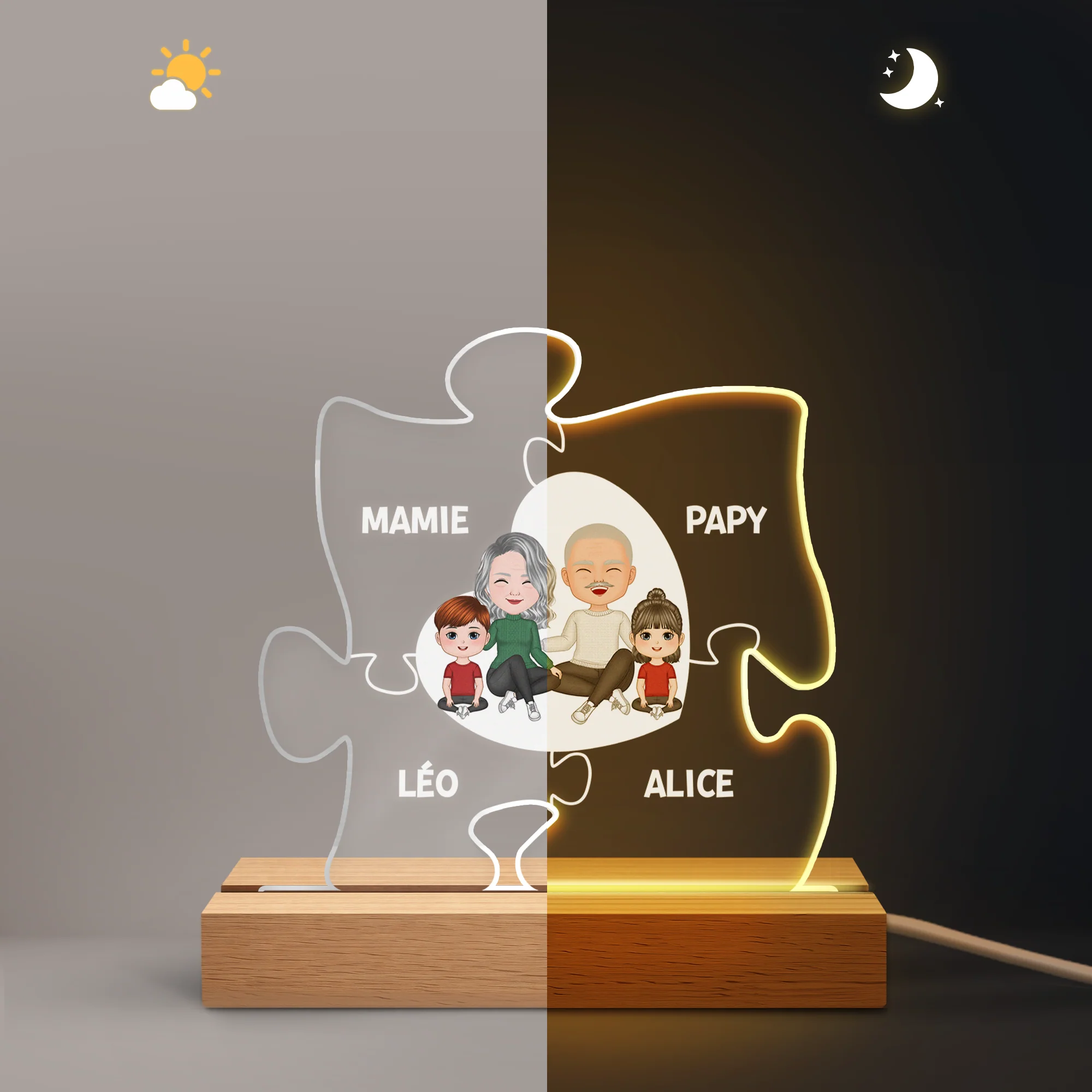 Lampe Personnalisée Famille - Puzzle De Famille - Image 5