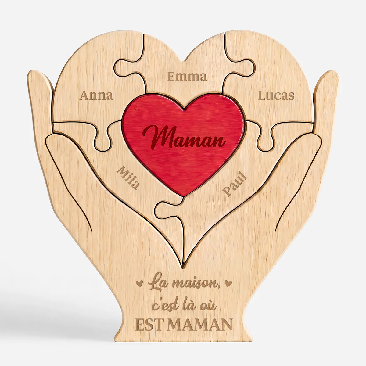 Puzzle En Bois Personnalisé Famille - Cadeau Mamie Papy Est La Maison