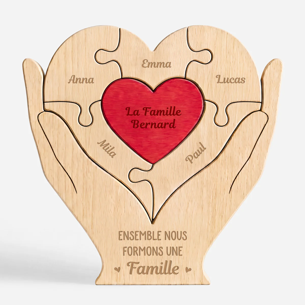Puzzle Famille Bois Personnalisé - Ensemble Nous Formons Une Famille