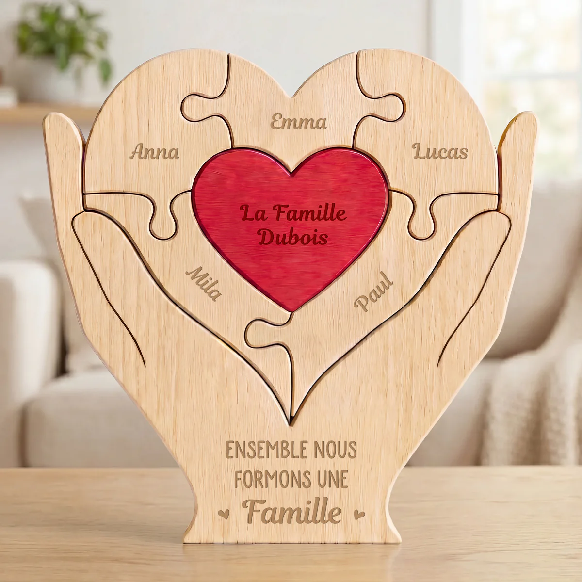 Puzzle Famille Bois Personnalisé - Ensemble Nous Formons Une Famille - Image 2